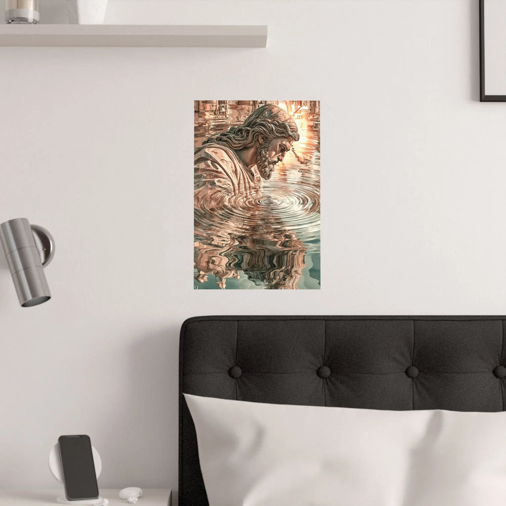 Religious Poster — Reflective Jesus Satin Art Print (210gsm) Printify