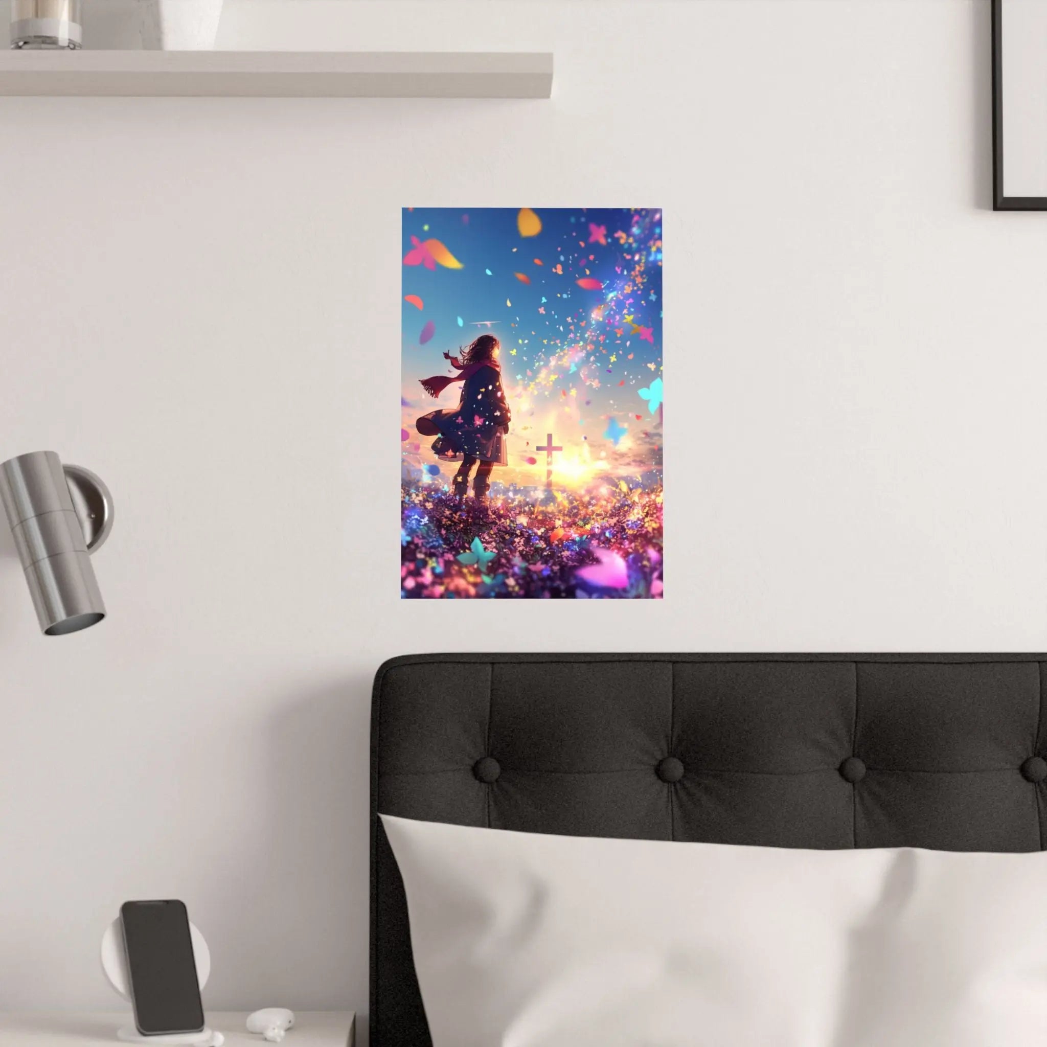 Satin Poster — Dreamscape Girl with Butterflies (210gsm Satin Print) Printify