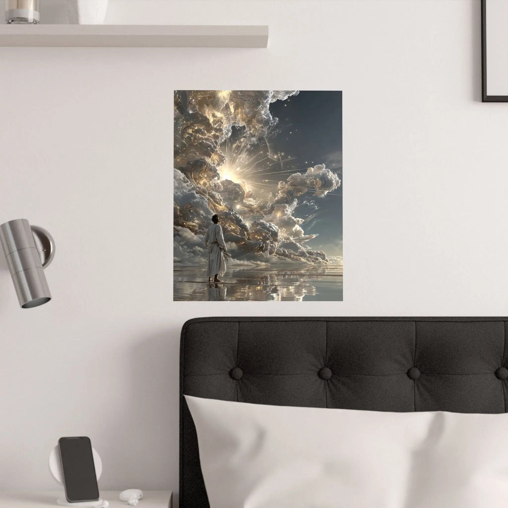 Satin Poster - Heavenly Light Surreal Art Print Printify
