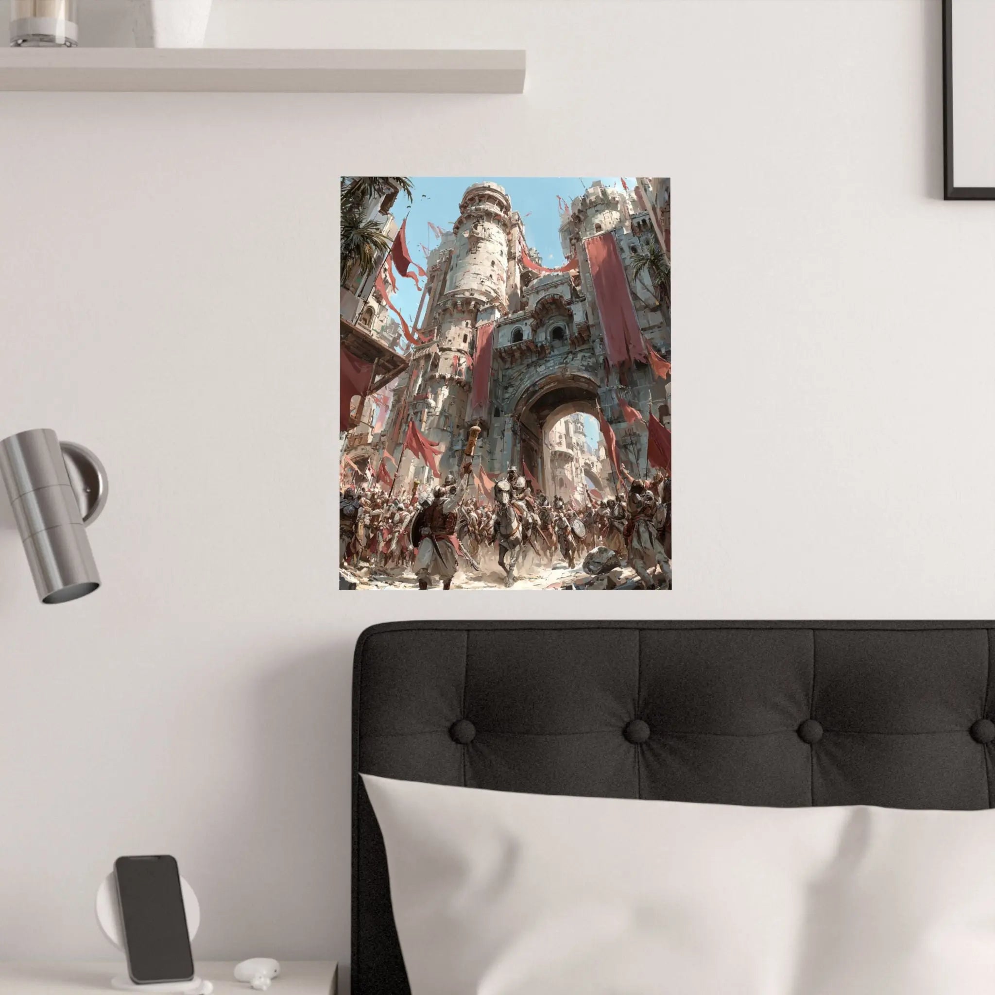Medieval City Gates Satin Poster — Epic Castle Battle Art Print (210gsm) Printify