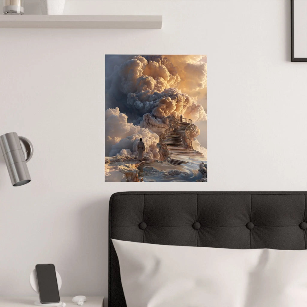 Satin Poster — Dreamy Cloud Stairway Wall Art (210gsm) Printify