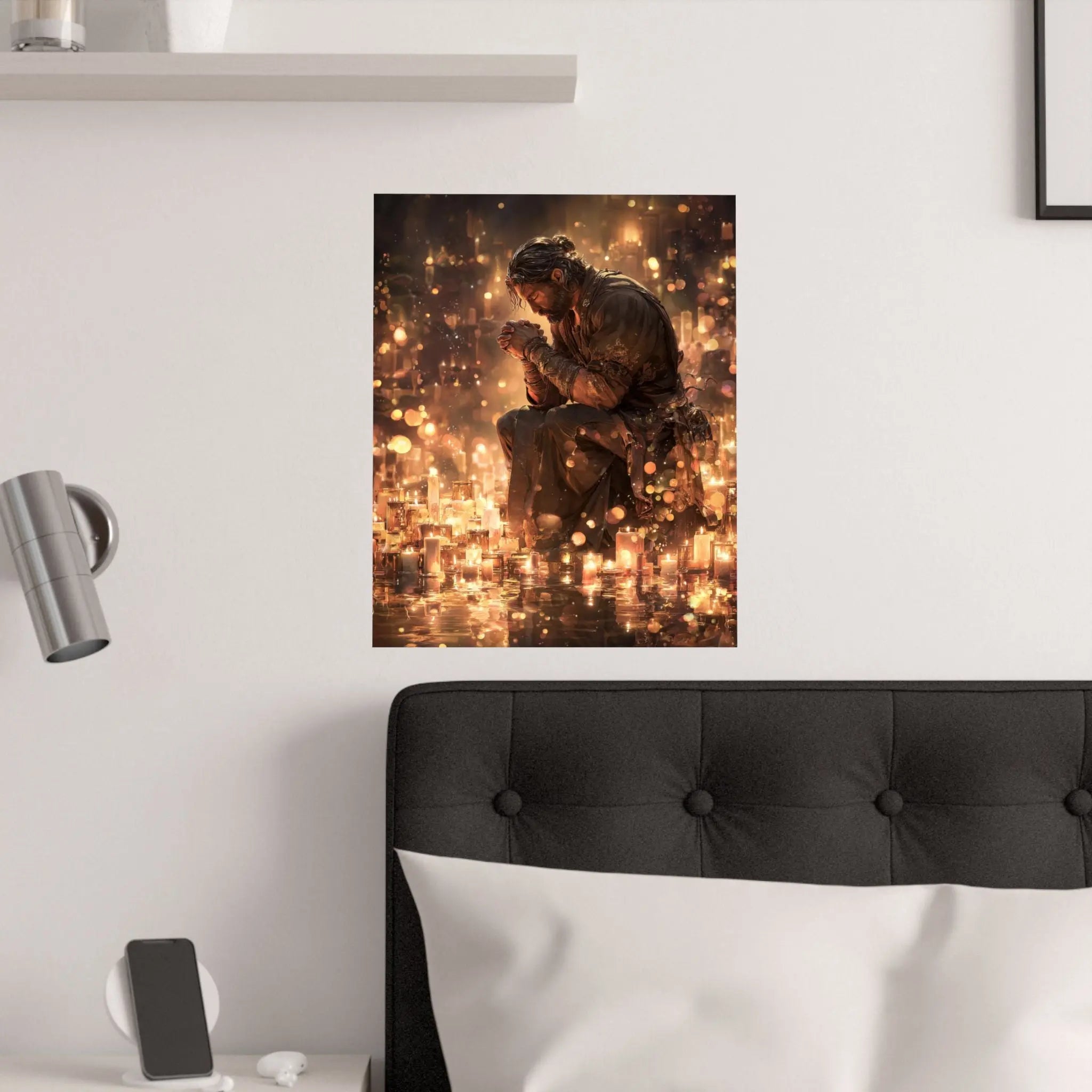 Satin Poster — Reflective Soldier Prayer Art Print (210gsm) Printify