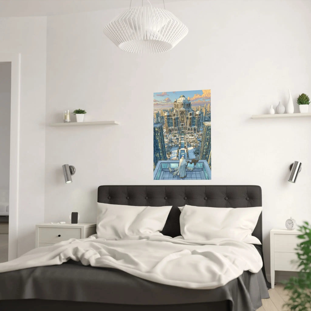 Satin Poster — Snowbound Cityscape Art Print Printify