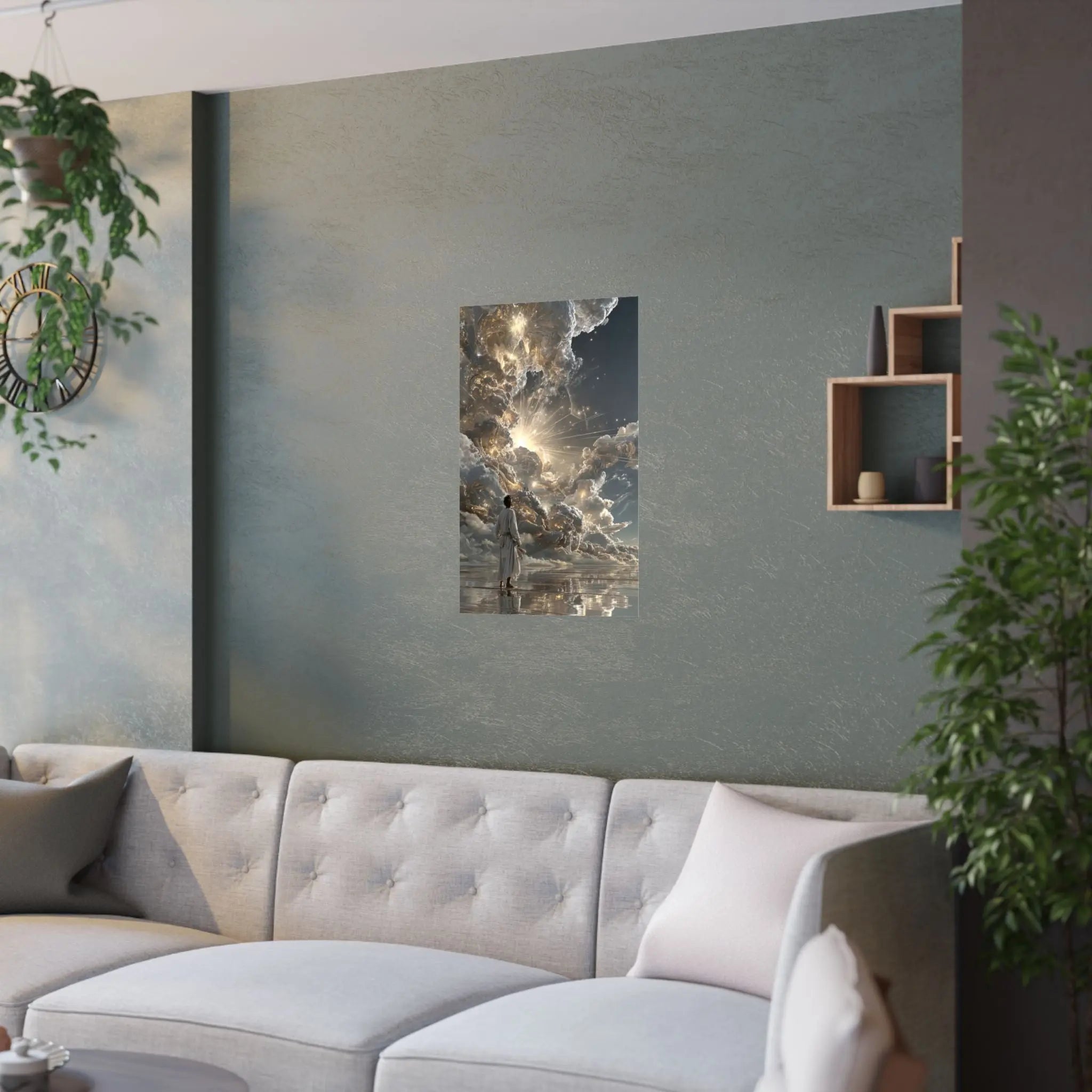 Satin Poster - Heavenly Light Surreal Art Print Printify