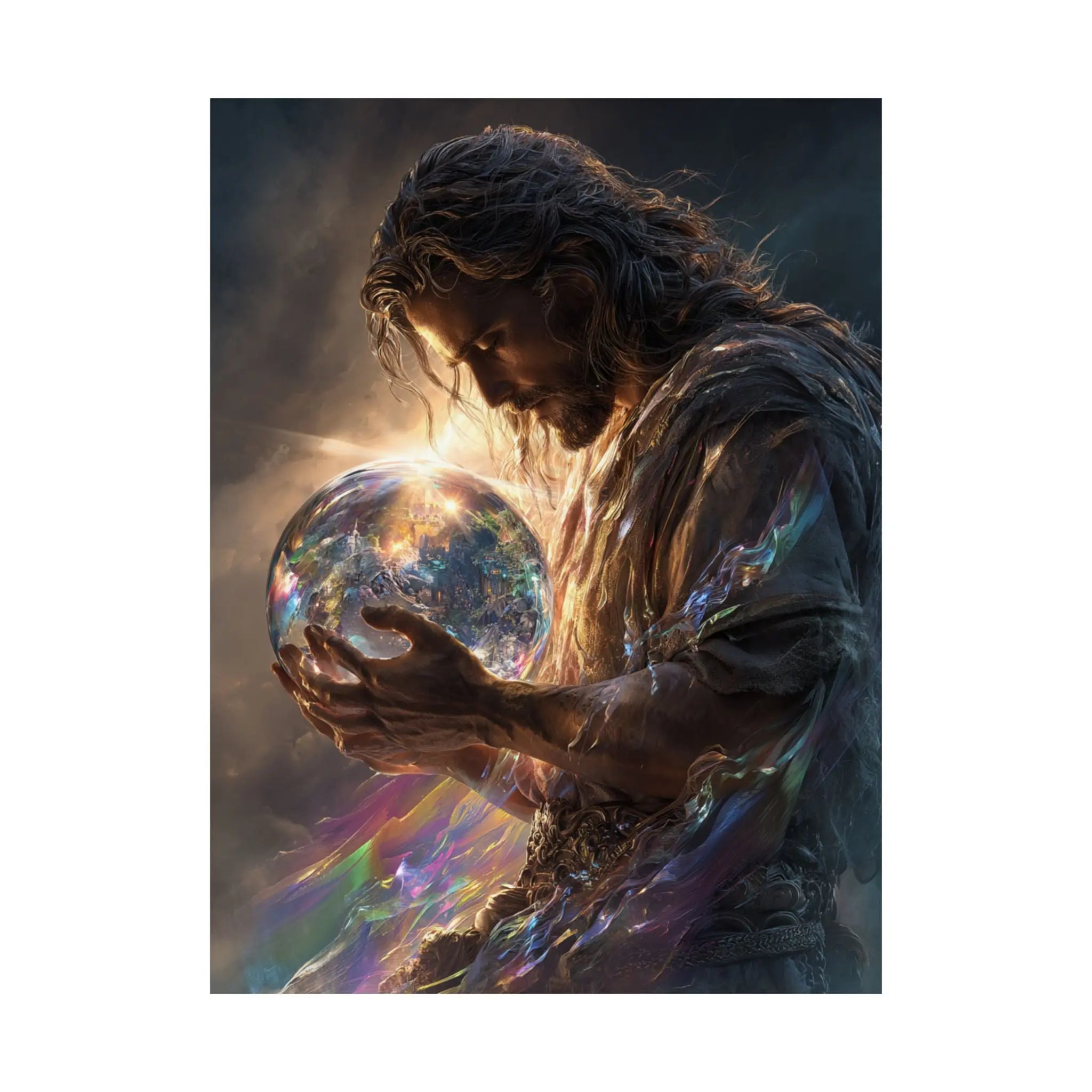 Satin Poster — Jesus Guardian of the World Fantasy Art Print Printify