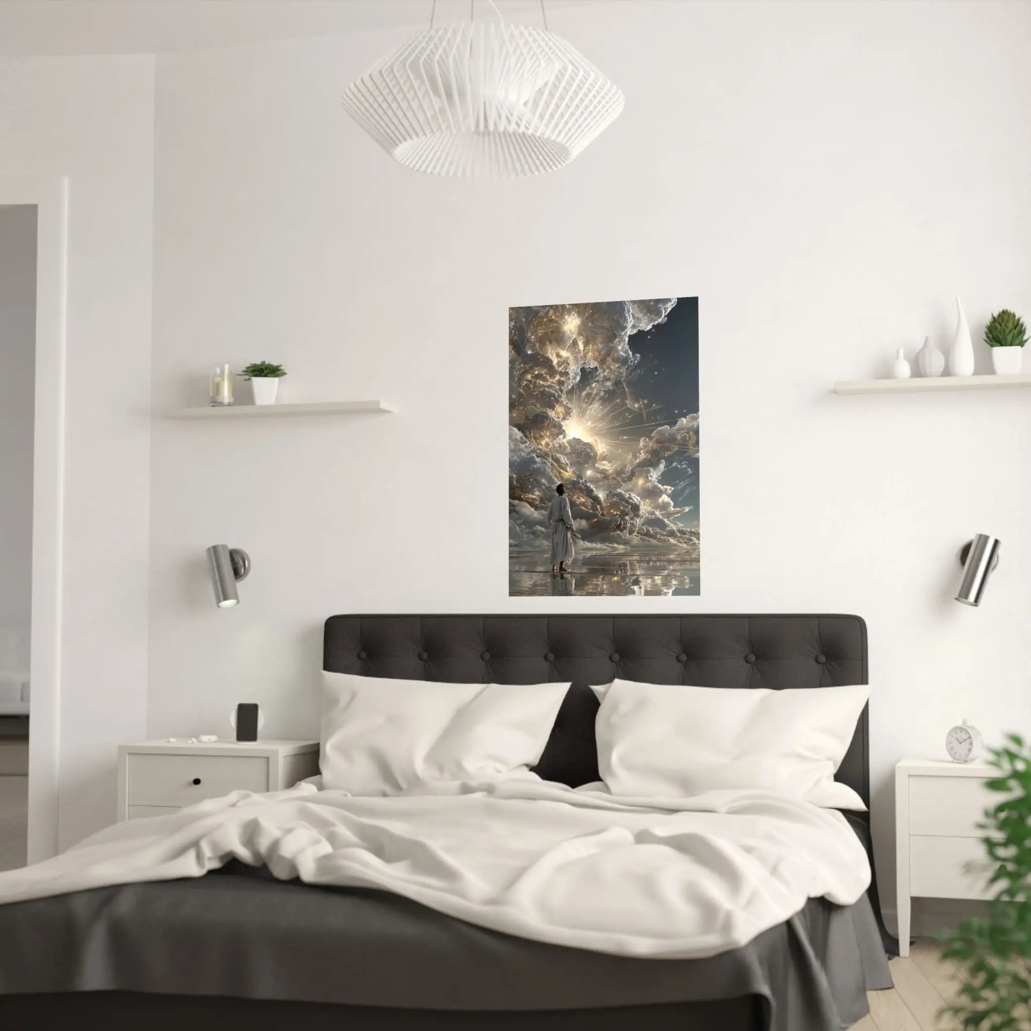Satin Poster - Heavenly Light Surreal Art Print Printify