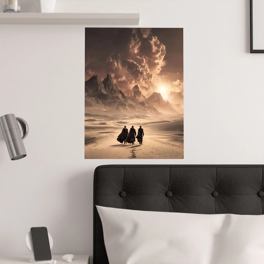 Satin Poster — Desert Pilgrims Fantasy Landscape Art Print Printify