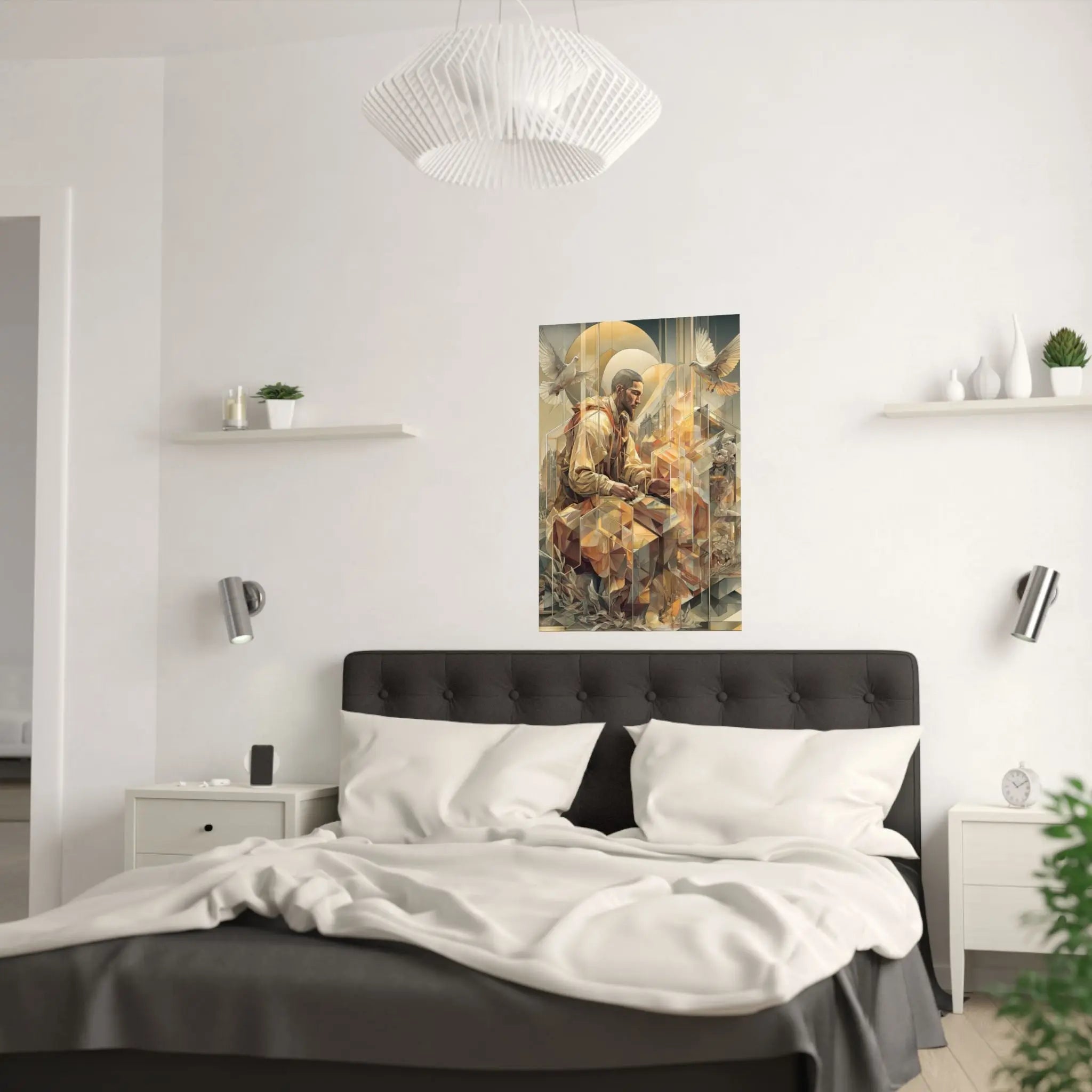 Satin Poster — Meditative Geometric Musician Art Print Printify