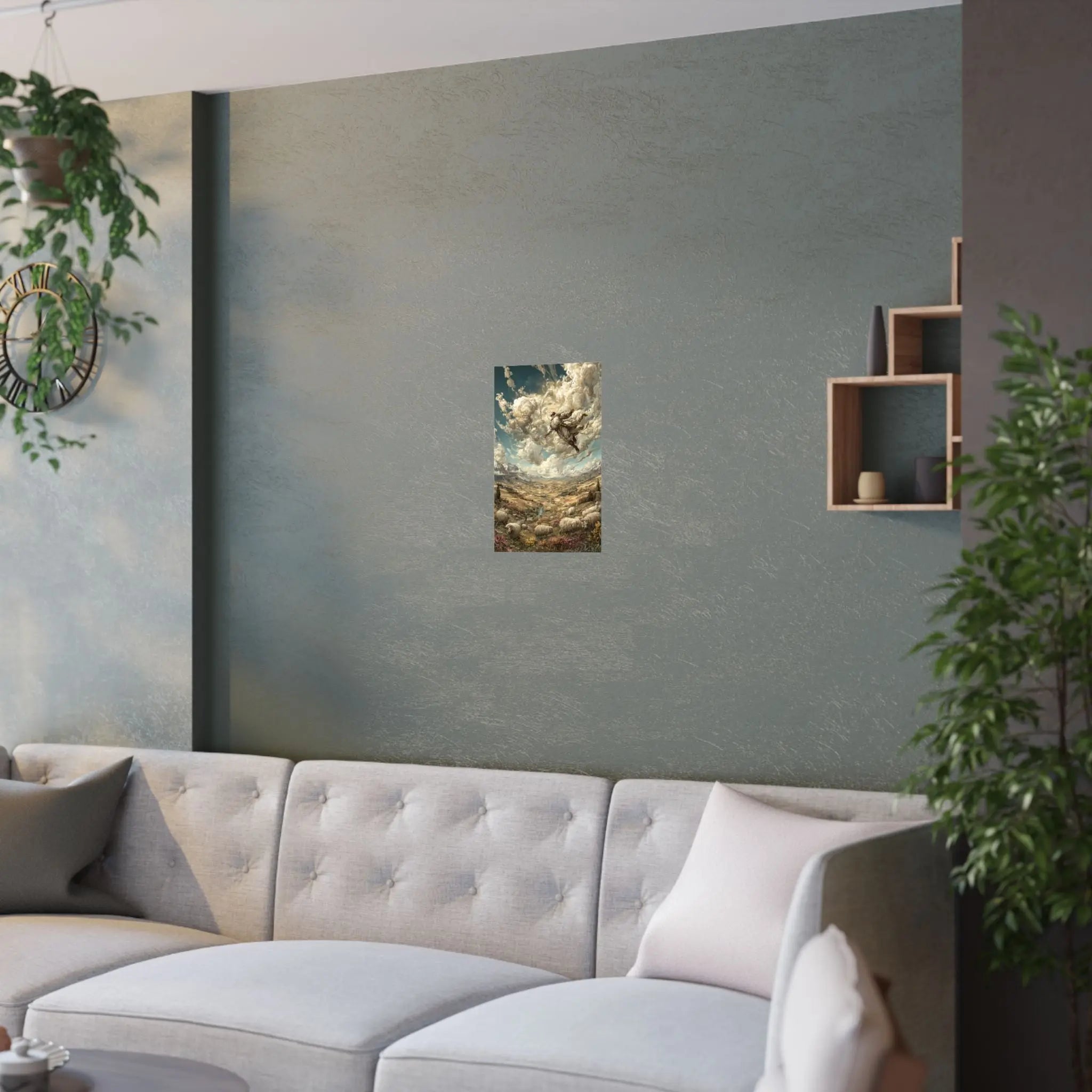 Satin Poster — Shepherd Ascending Fantasy Landscape Print (210gsm) Printify