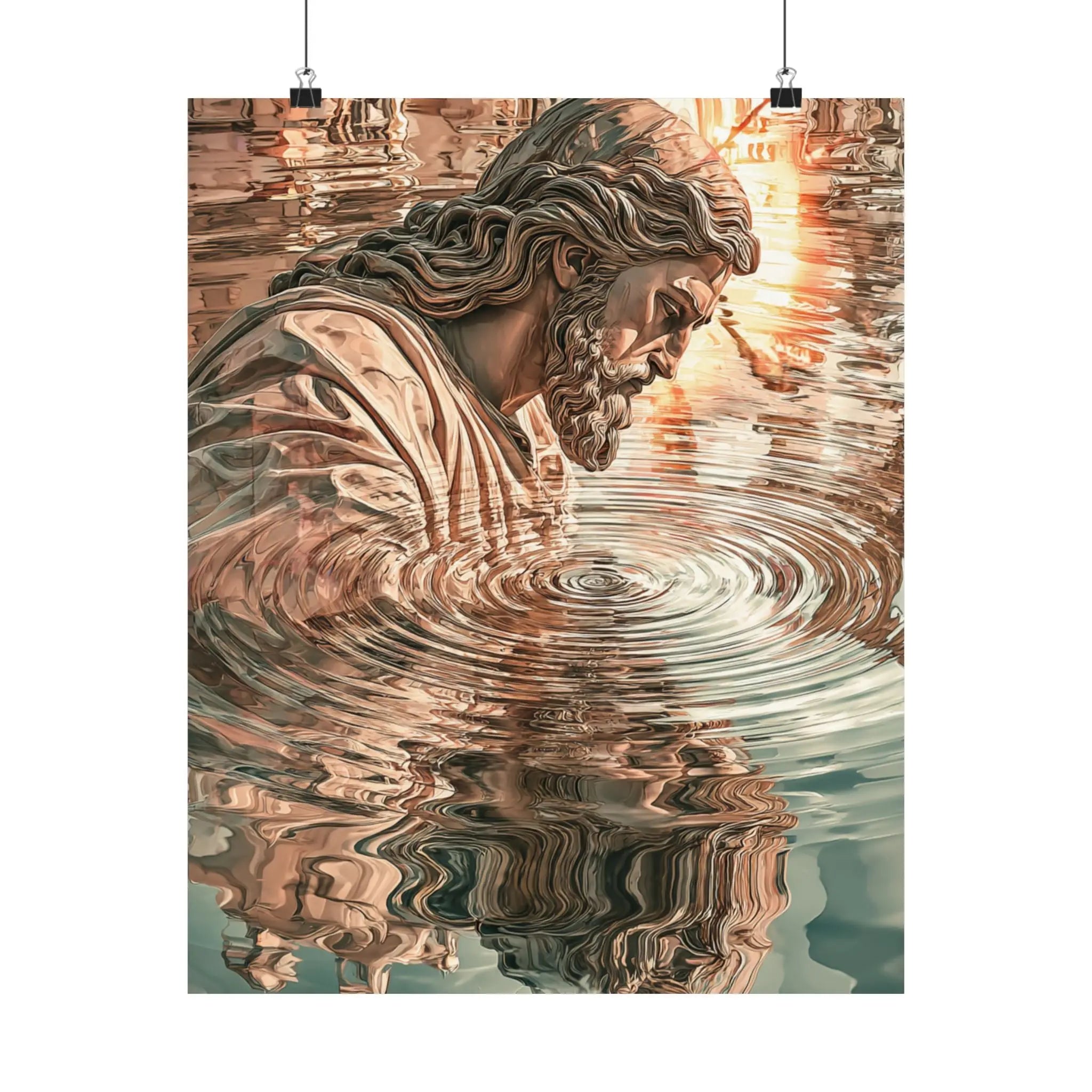 Religious Poster — Reflective Jesus Satin Art Print (210gsm) Printify