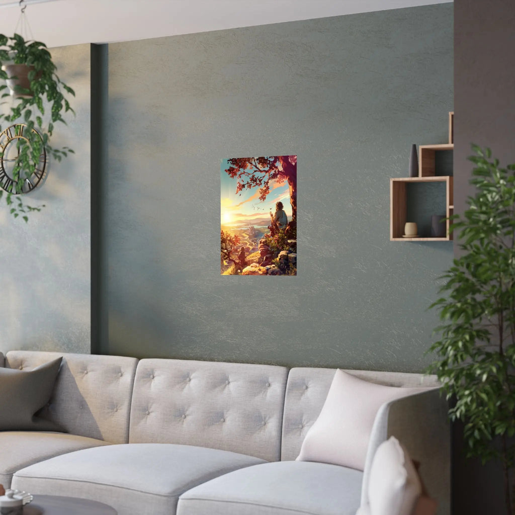 Satin Poster — Serene Sunrise Landscape Art Print Printify