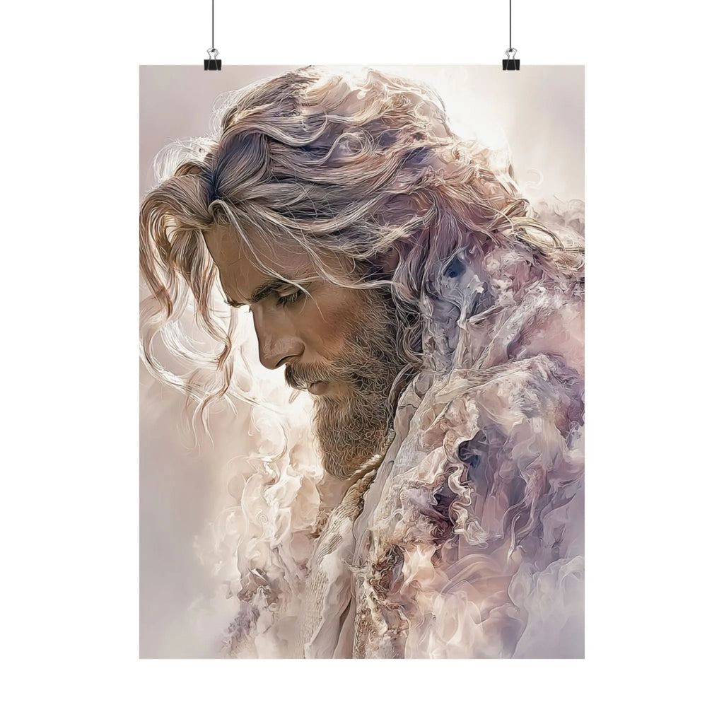 Satin Poster — Ethereal Jesus Figure Art Print (210gsm) Printify
