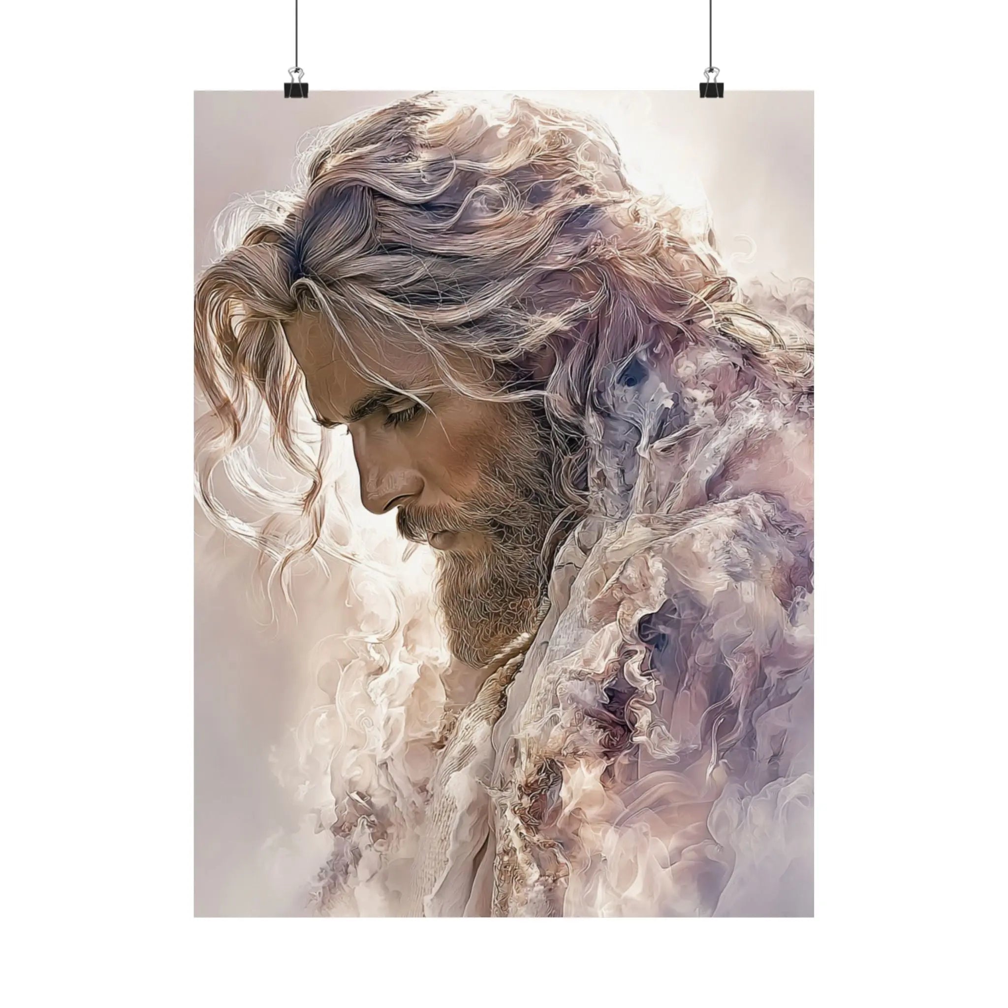 Satin Poster — Ethereal Jesus Figure Art Print (210gsm) Printify