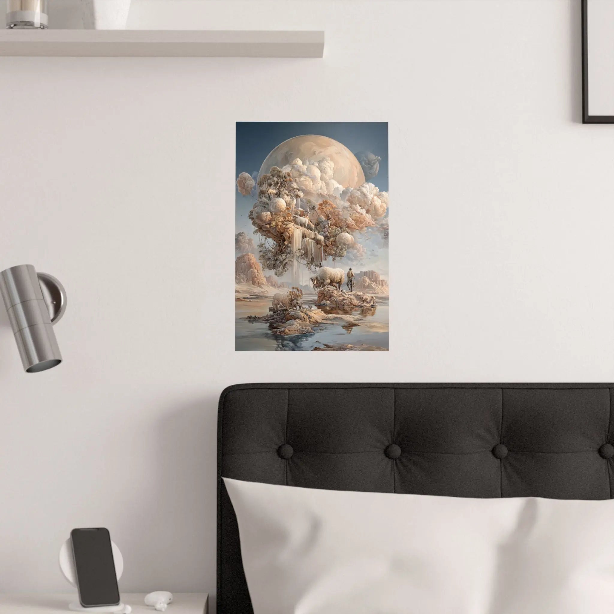 Dreamscape Moon Poster — Surreal Pastel Landscape Art Print Printify