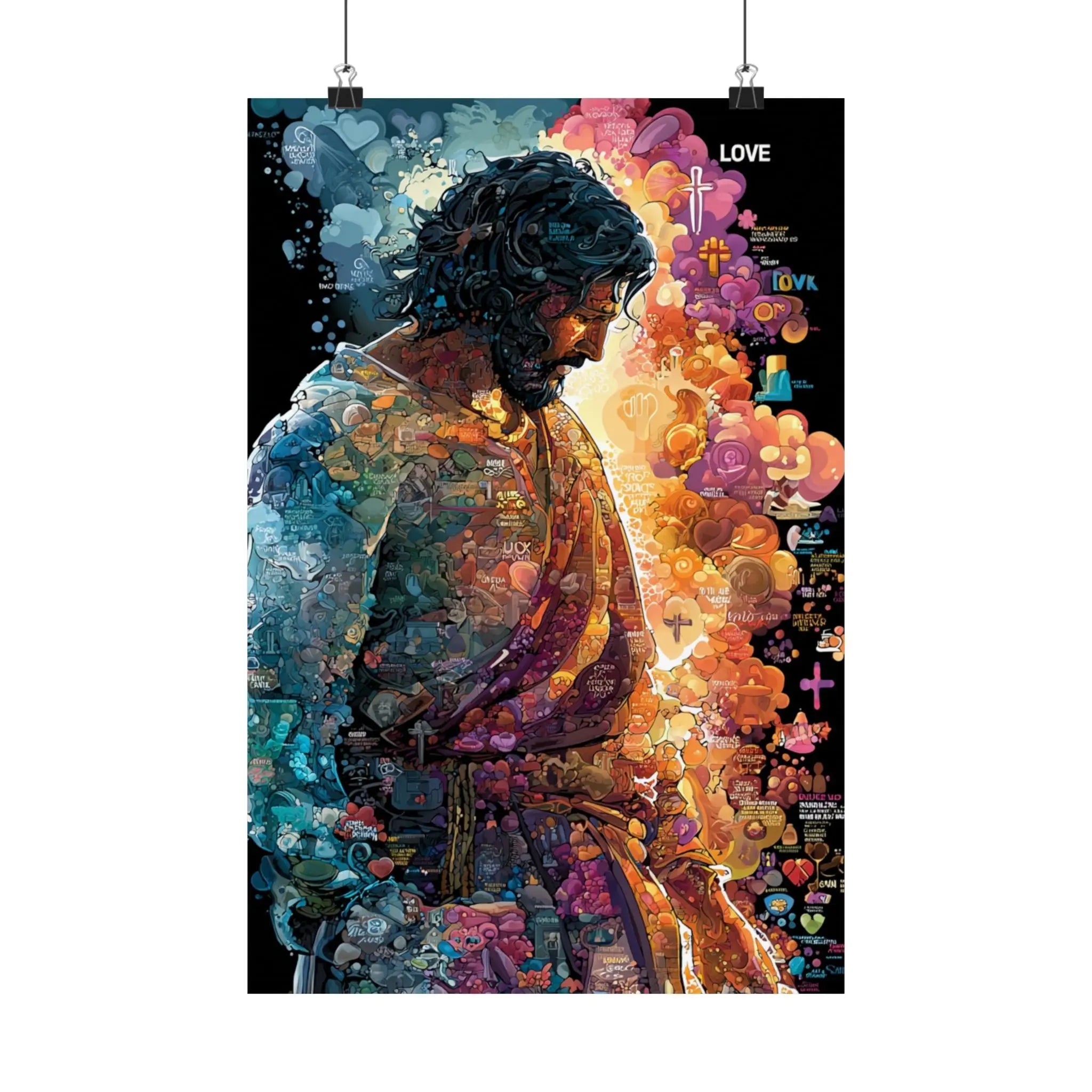 Satin Poster — Colorful Jesus Portrait Art Print (210gsm) Printify