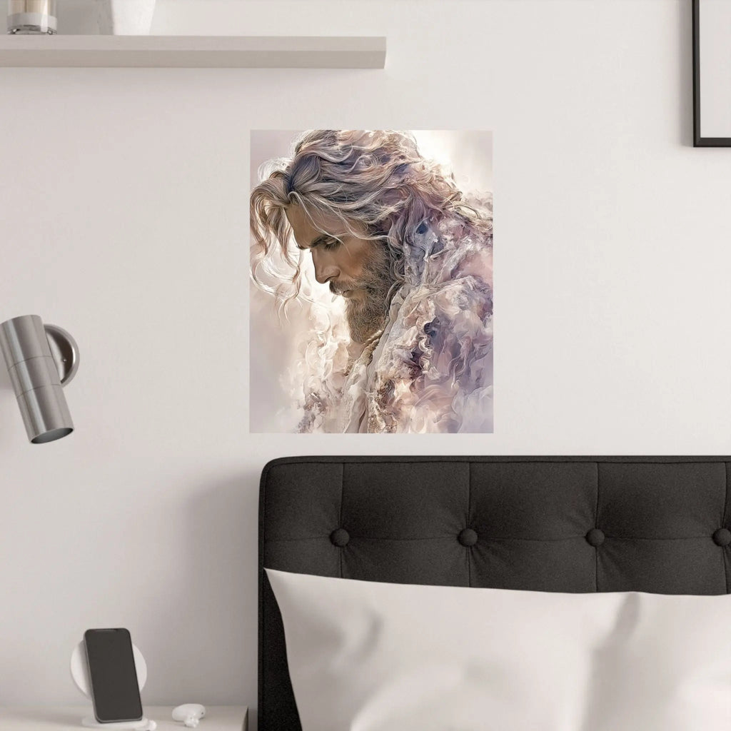 Satin Poster — Ethereal Jesus Figure Art Print (210gsm) Printify