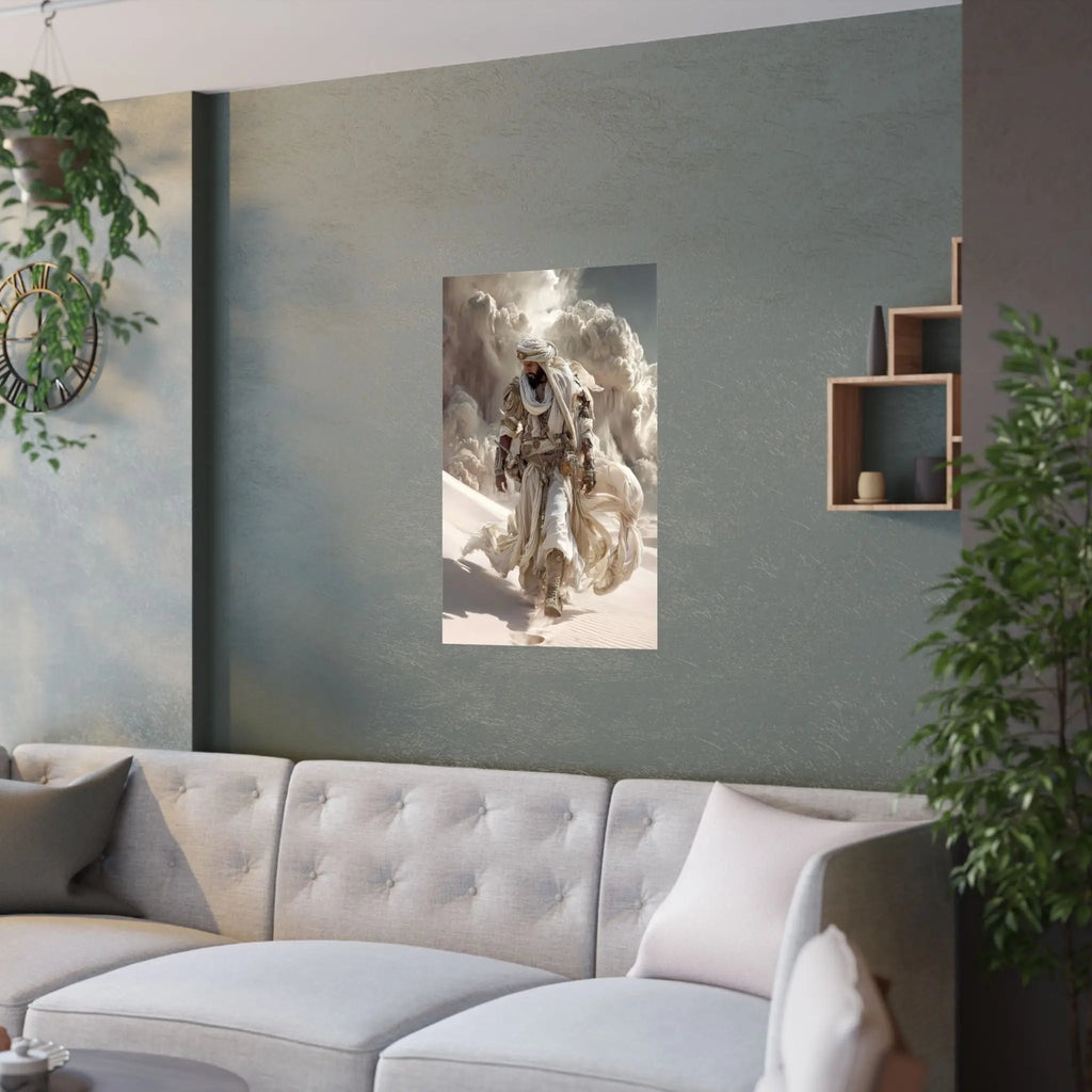 Desert Nomad Satin Poster — Dramatic Middle Eastern Wanderer Art Print Printify