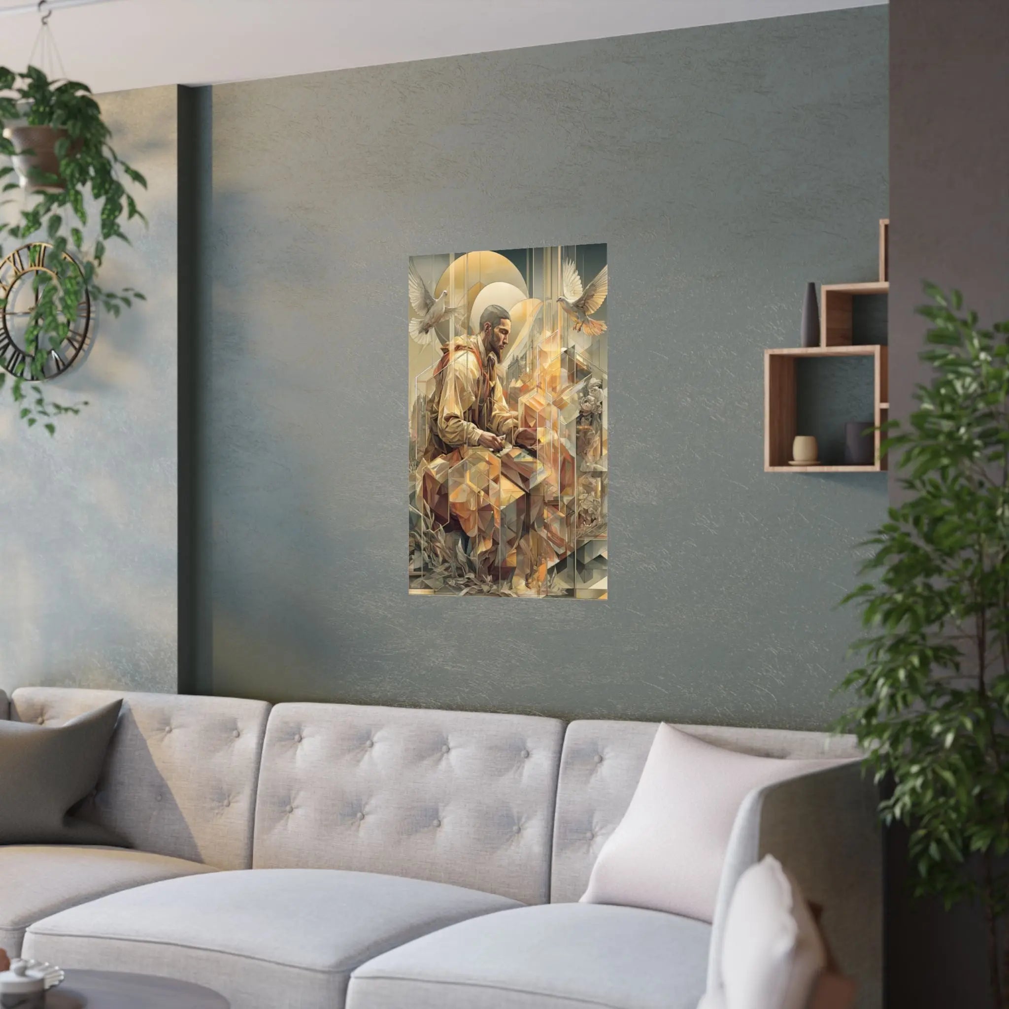 Satin Poster — Meditative Geometric Musician Art Print Printify