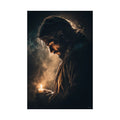 Religious Satin Poster — Jesus Holding Candle Wall Art Printify