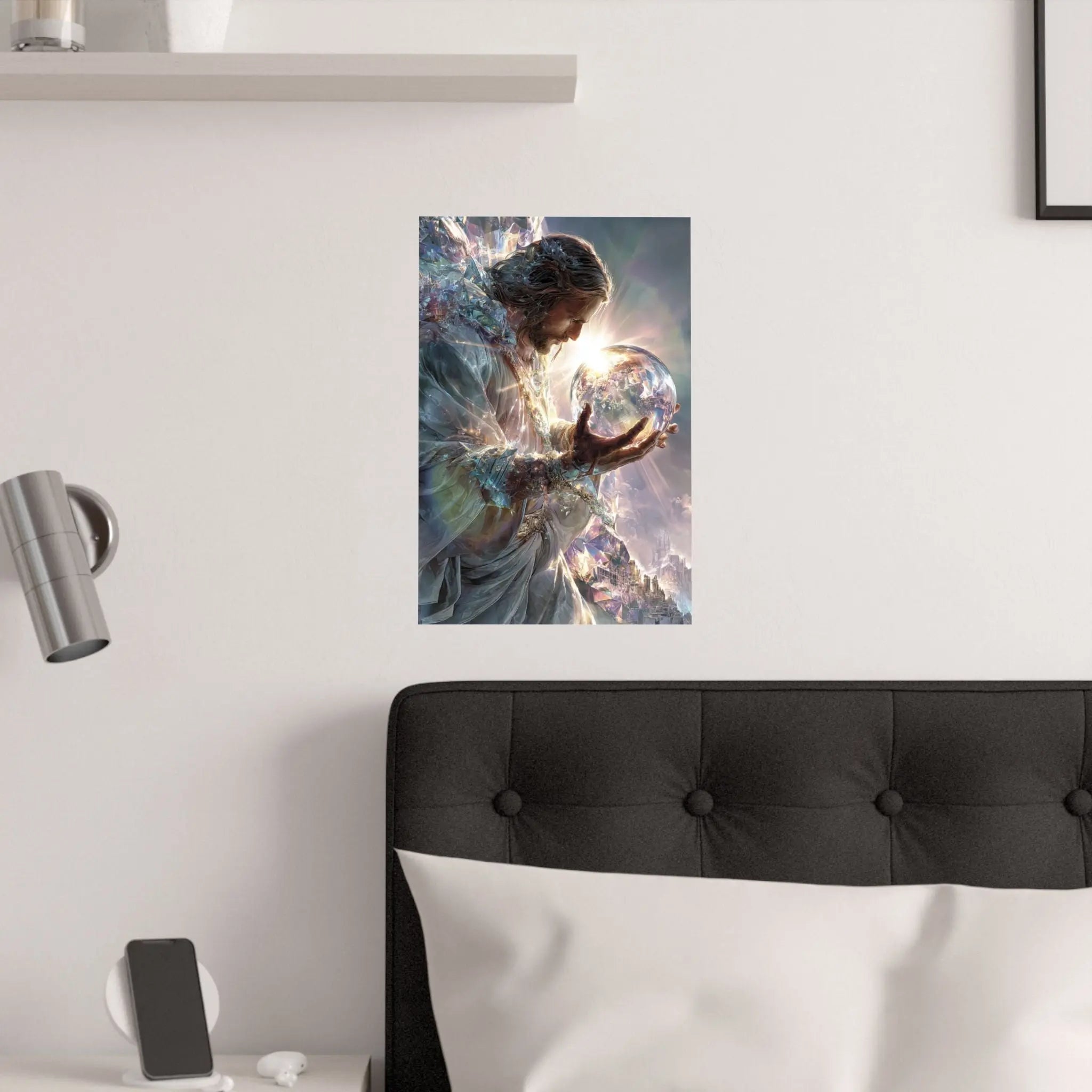 Jesus Holding the World Satin Poster — Spiritual Christian Wall Art Printify