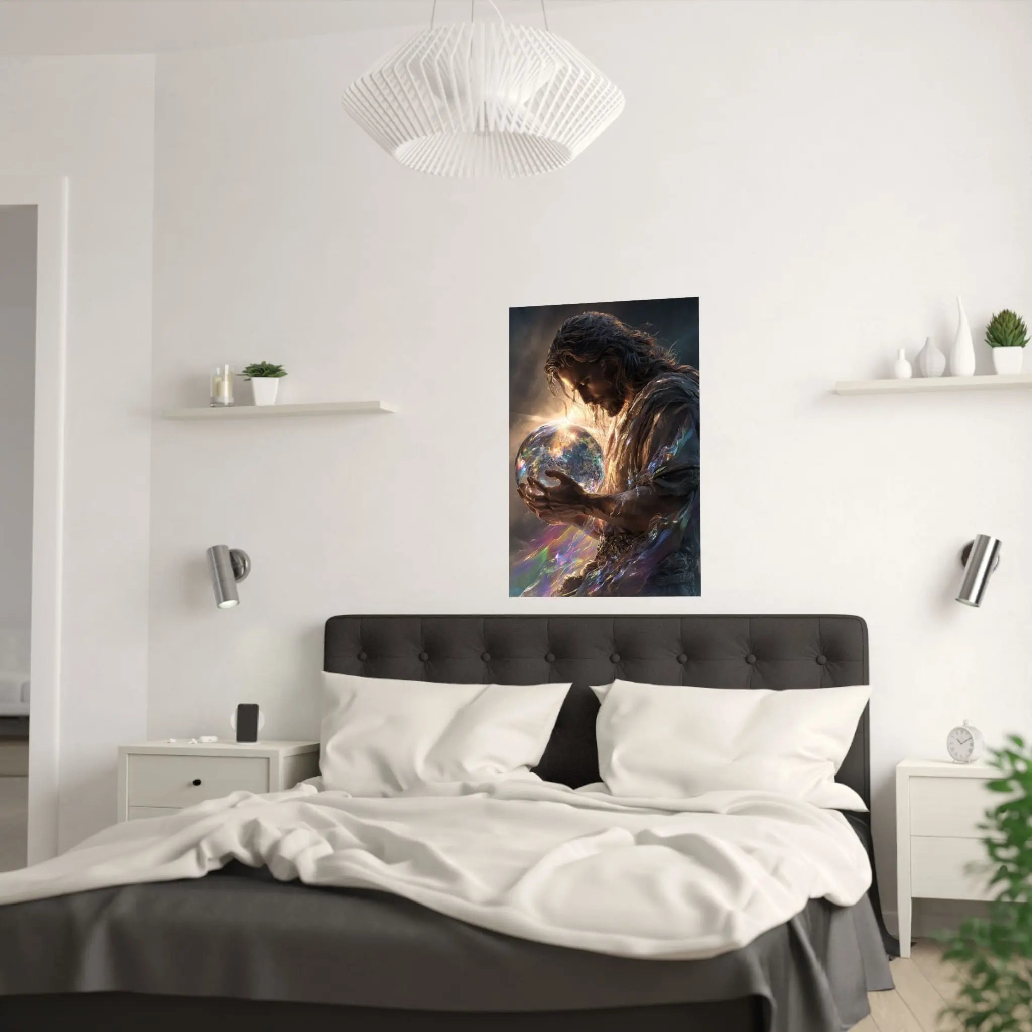 Satin Poster — Jesus Guardian of the World Fantasy Art Print Printify