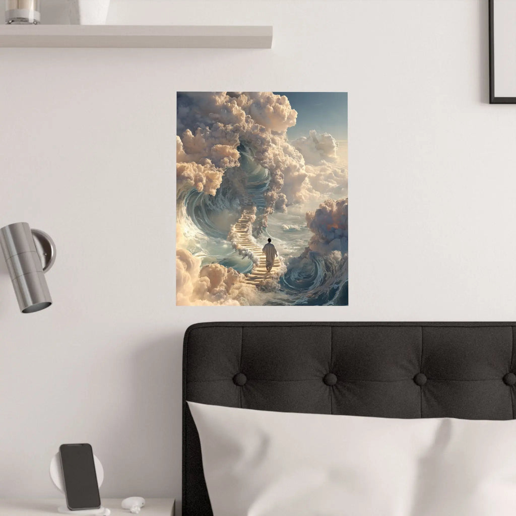 Satin Poster — Dreamy Stairway to the Clouds Wall Art Printify
