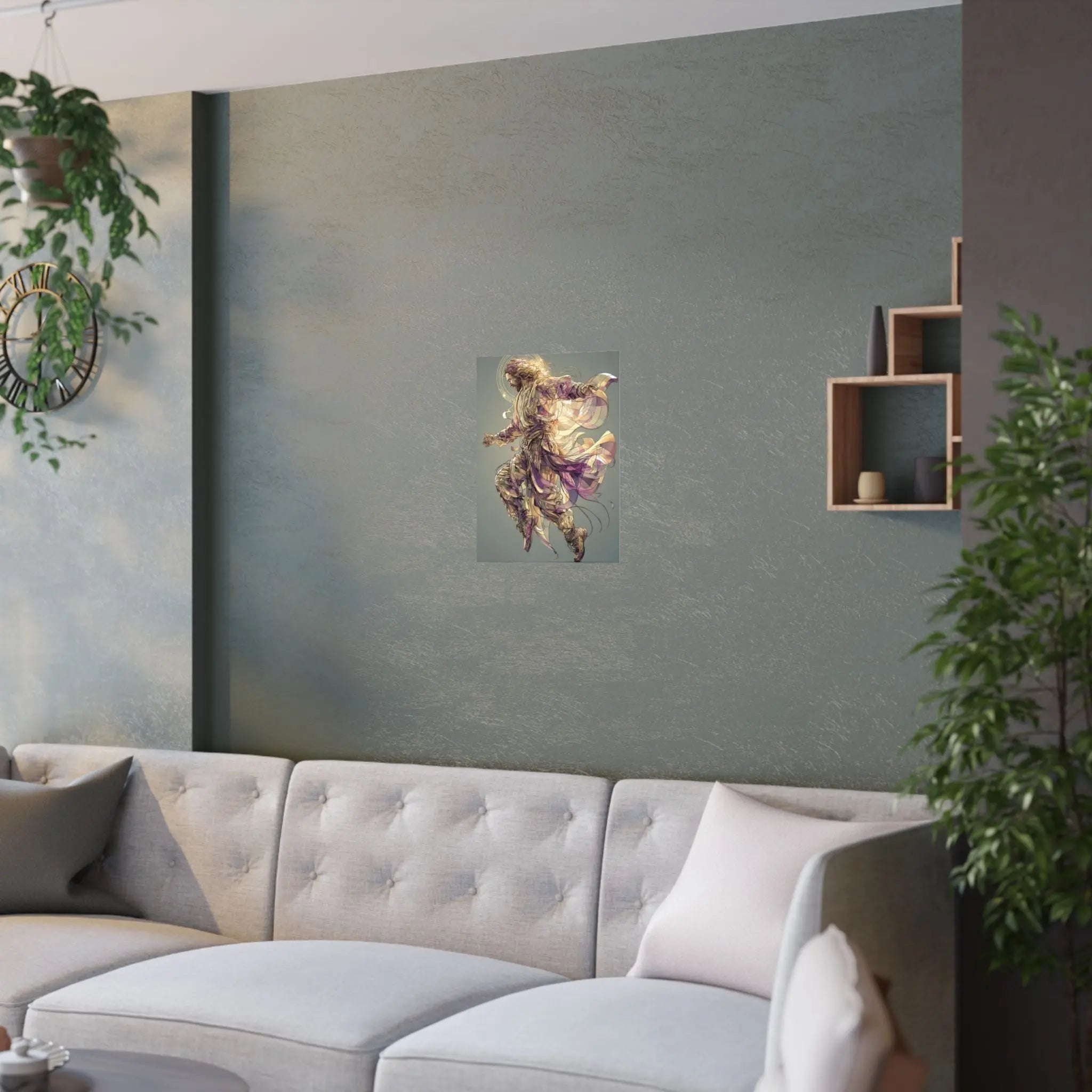 Jesus Christ Satin Poster — Ethereal Gold & Purple Religious Wall Art Printify