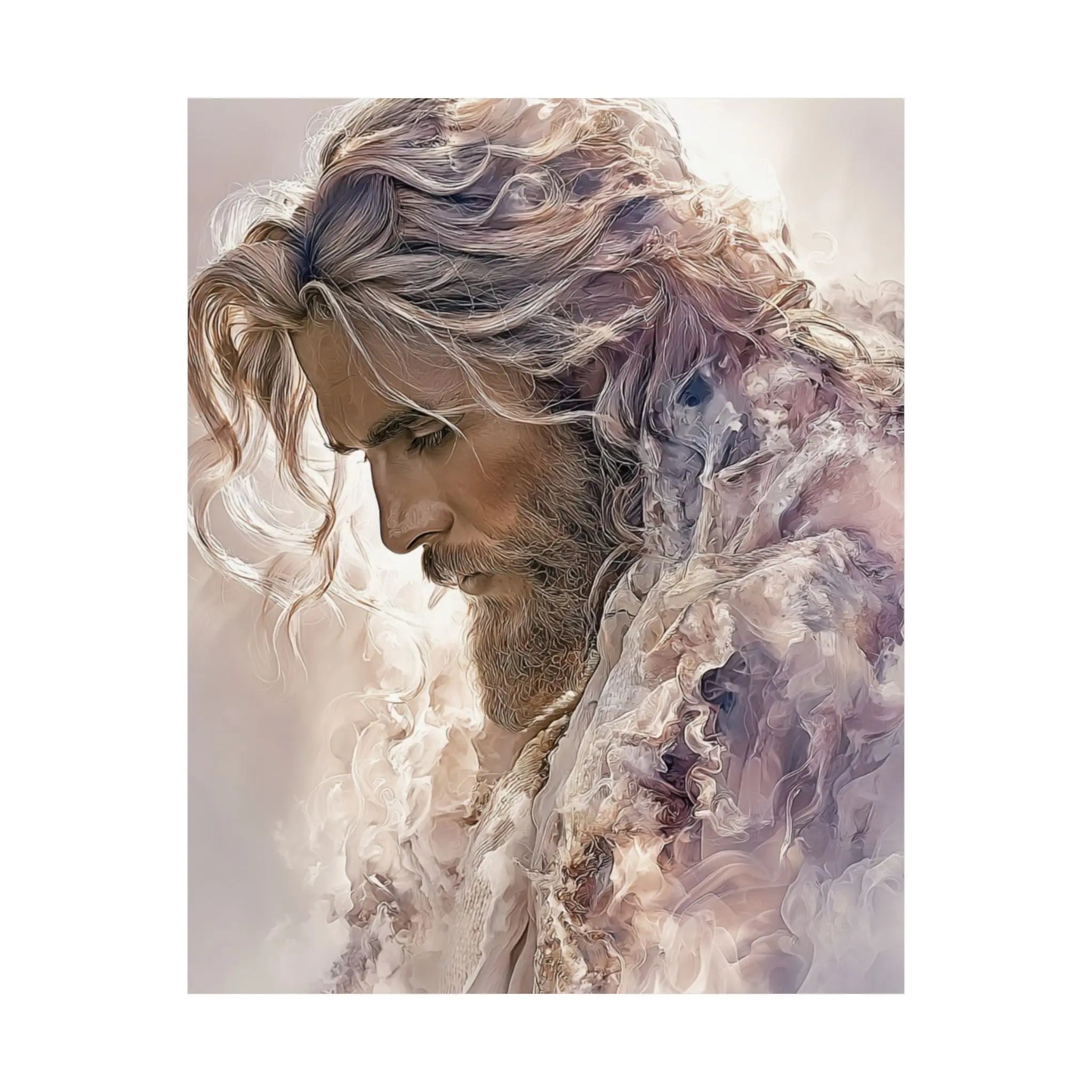 Satin Poster — Ethereal Jesus Figure Art Print (210gsm) Printify