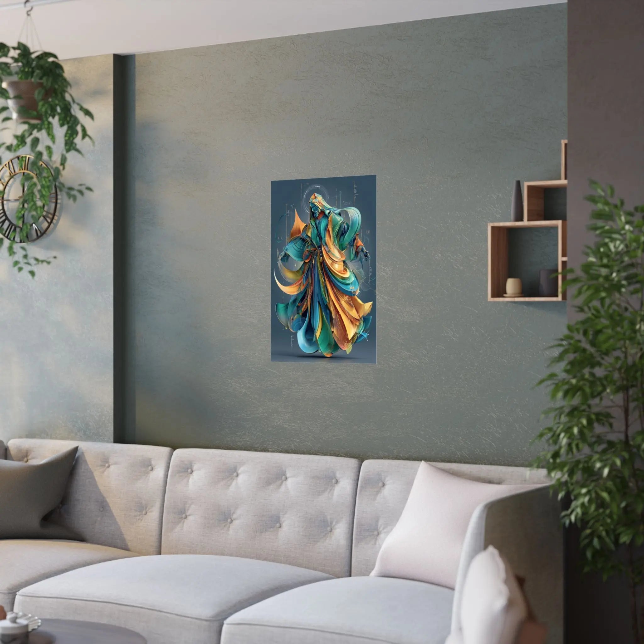 Satin Poster — Abstract Flowing Robe Digital Art (210gsm) Printify