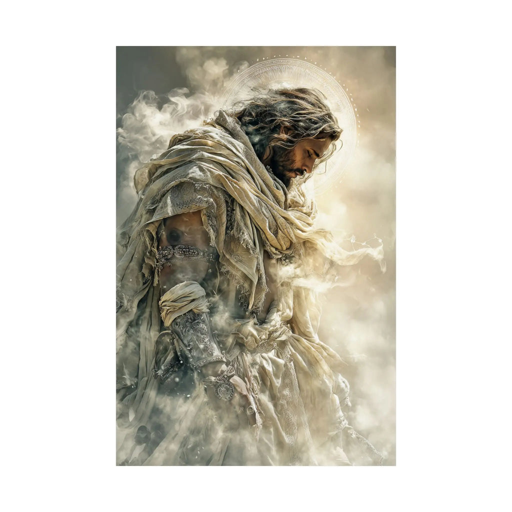 Satin Poster — Reverent Jesus Portrait Art Print (210gsm) Printify