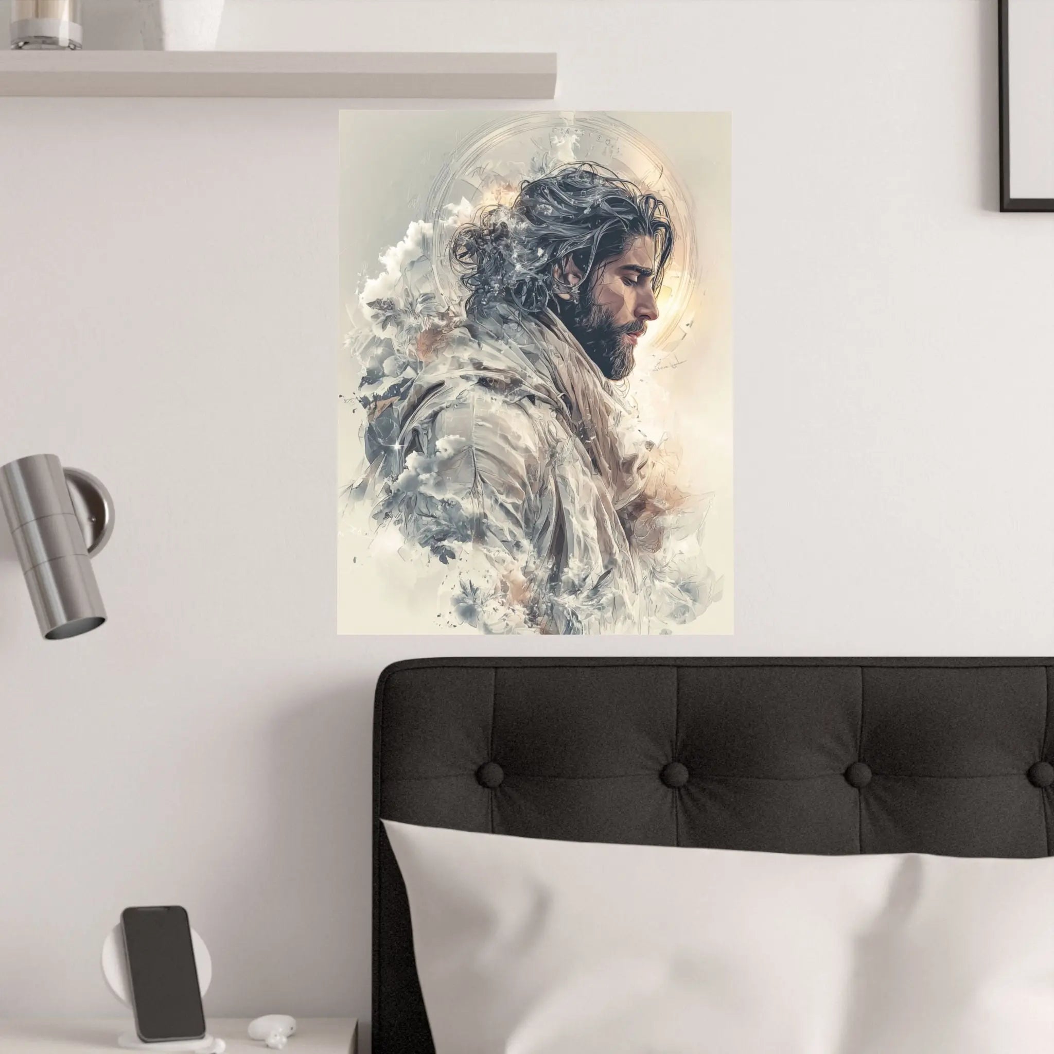 Satin Poster — Ethereal Jesus Portrait Art Print Printify