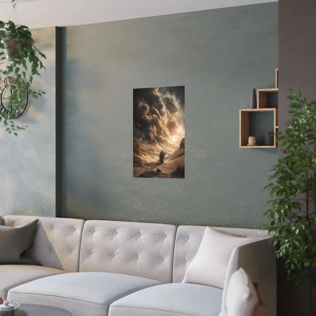 Satin Poster — Desert Pilgrim Fantasy Landscape Art Print Printify