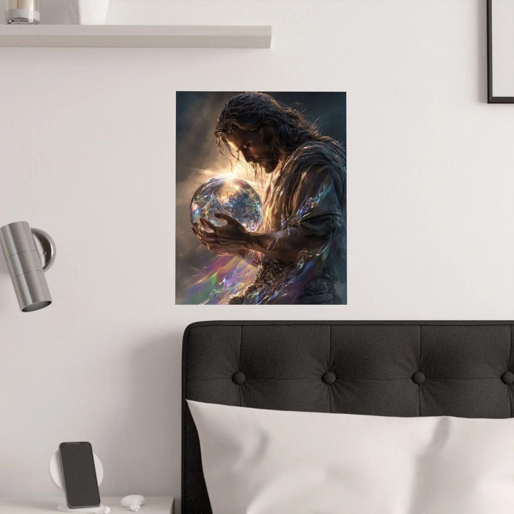 Satin Poster — Jesus Guardian of the World Fantasy Art Print Printify
