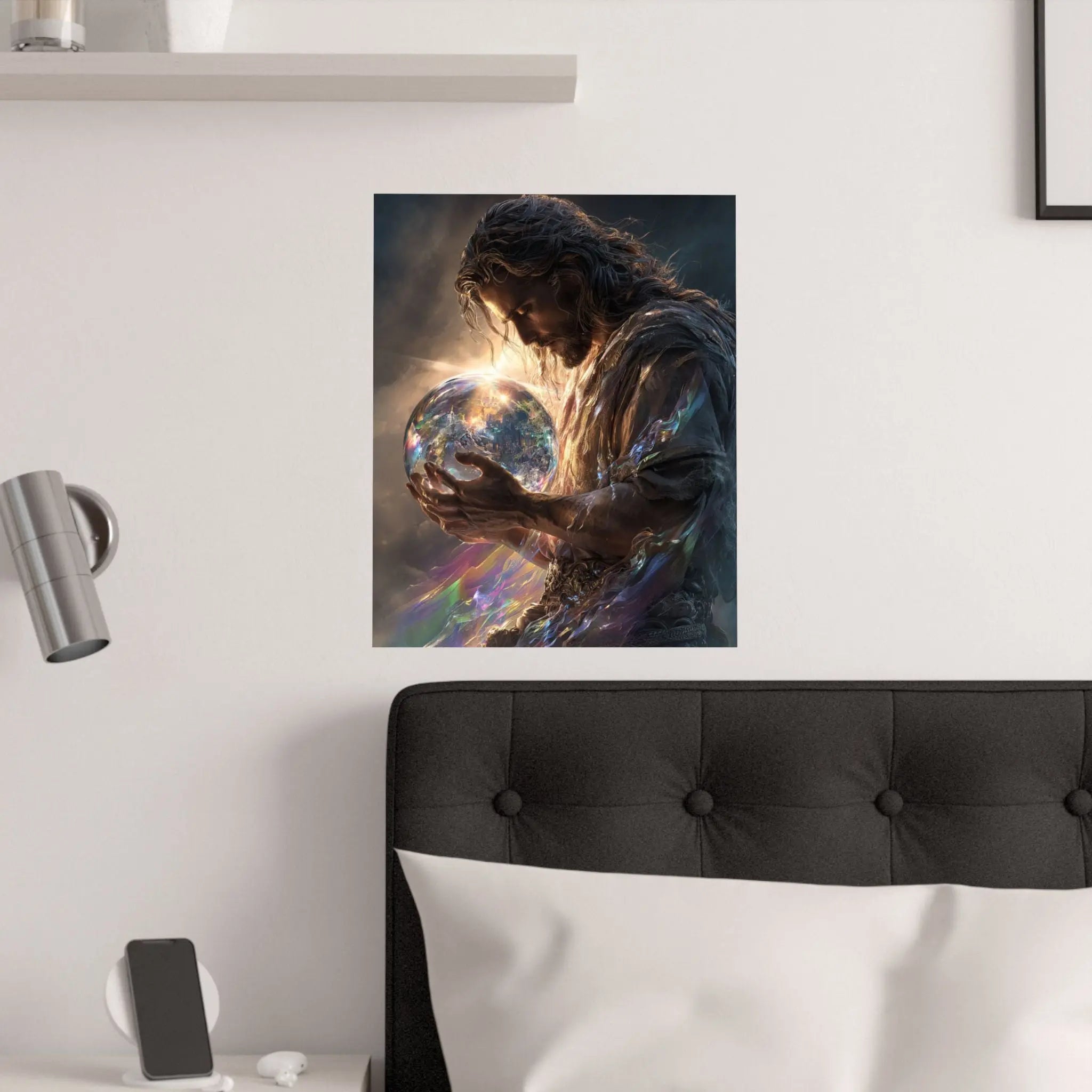 Satin Poster — Jesus Guardian of the World Fantasy Art Print Printify