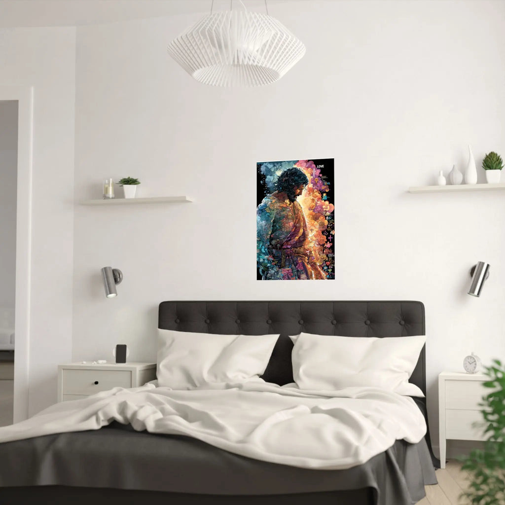 Satin Poster — Colorful Jesus Portrait Art Print (210gsm) Printify