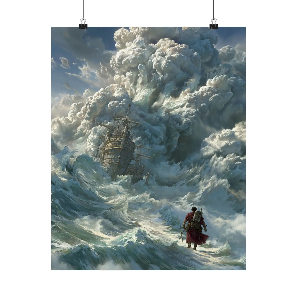 Satin Poster — Stormy Sea Shipwreck Art Print Printify