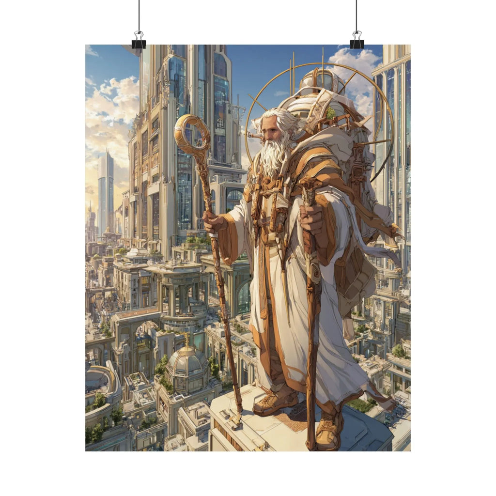Satin Poster — Majestic High Priest in Golden City (210gsm) Printify
