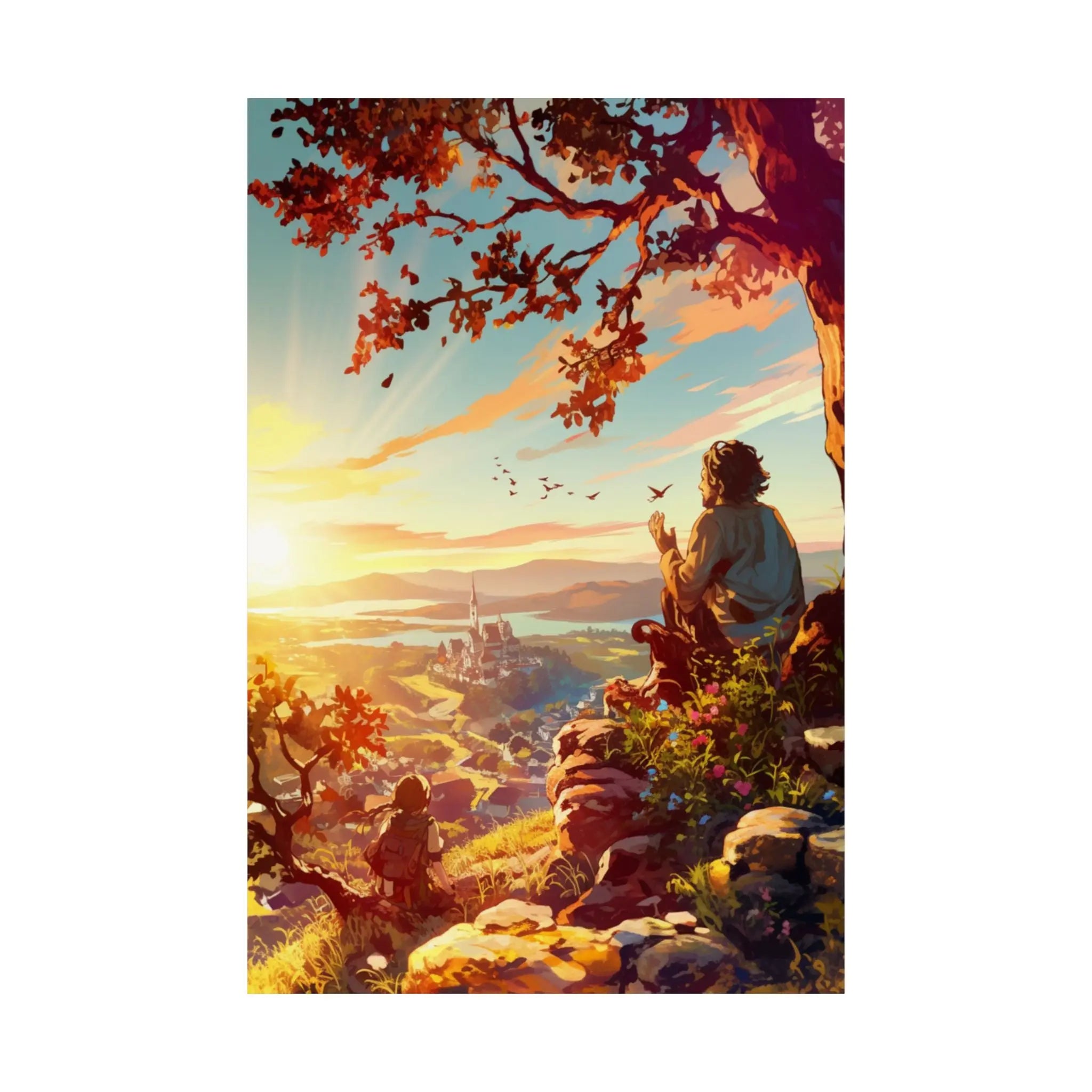 Satin Poster — Serene Sunrise Landscape Art Print Printify