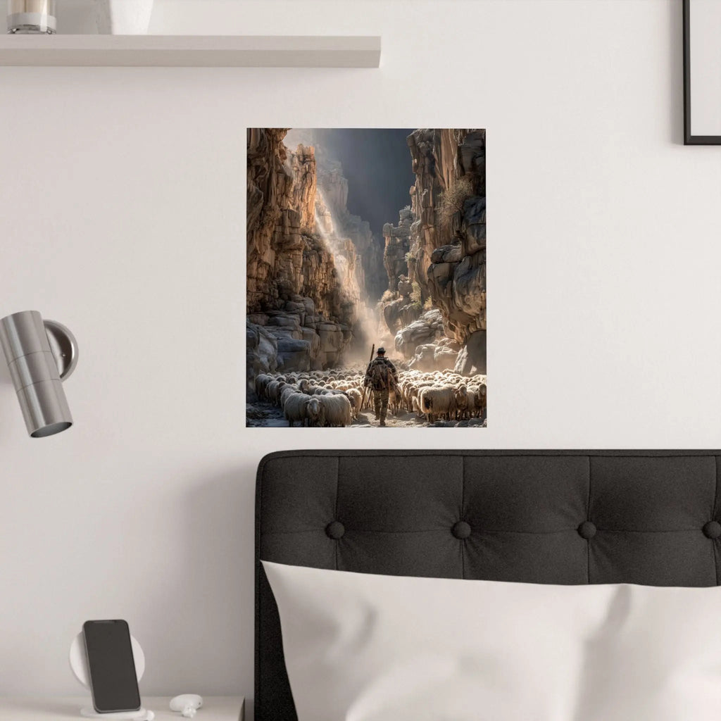 Satin Poster — Shepherd in Canyon: Dramatic Scenic Wall Art (210gsm Satin) Printify