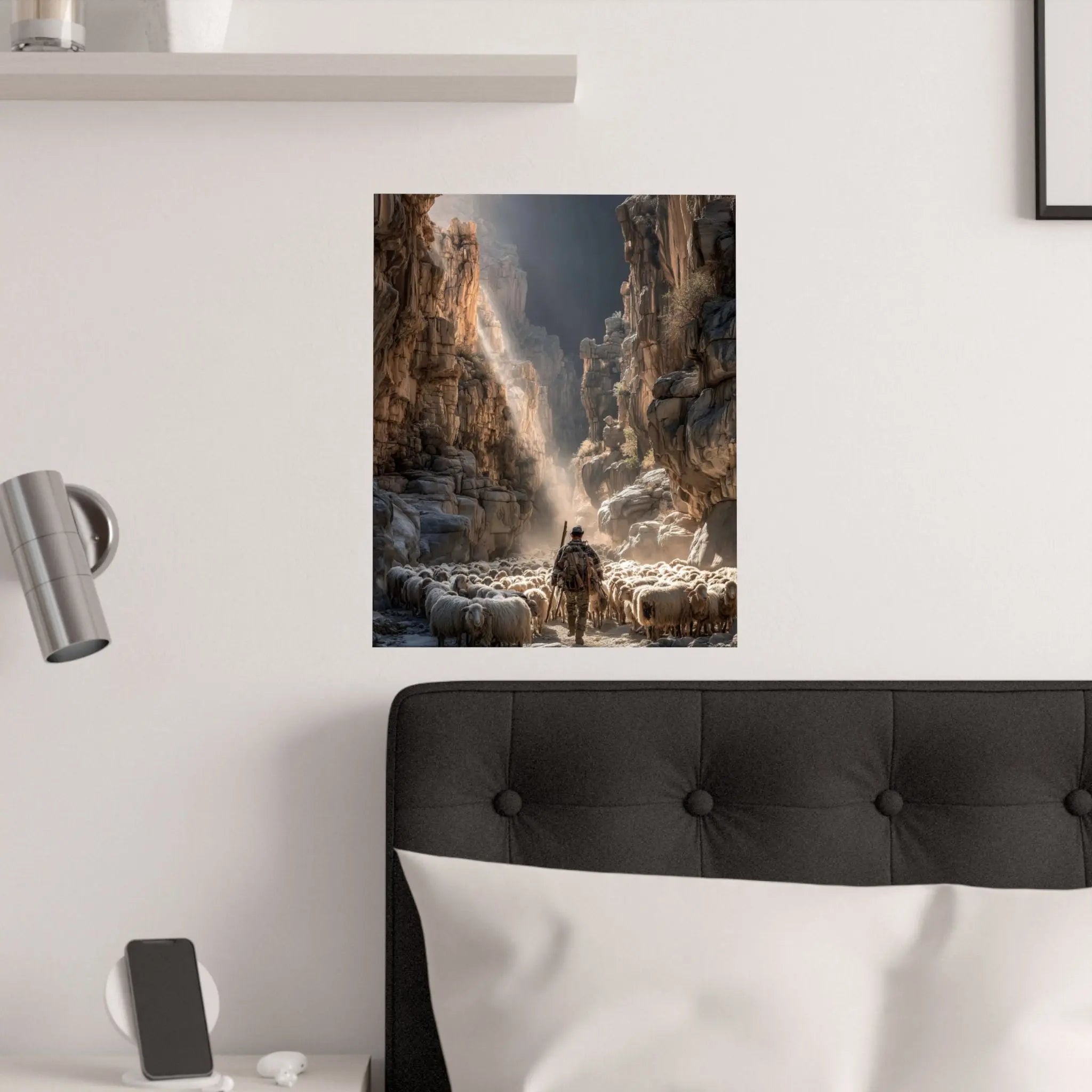 Satin Poster — Shepherd in Canyon: Dramatic Scenic Wall Art (210gsm Satin) Printify