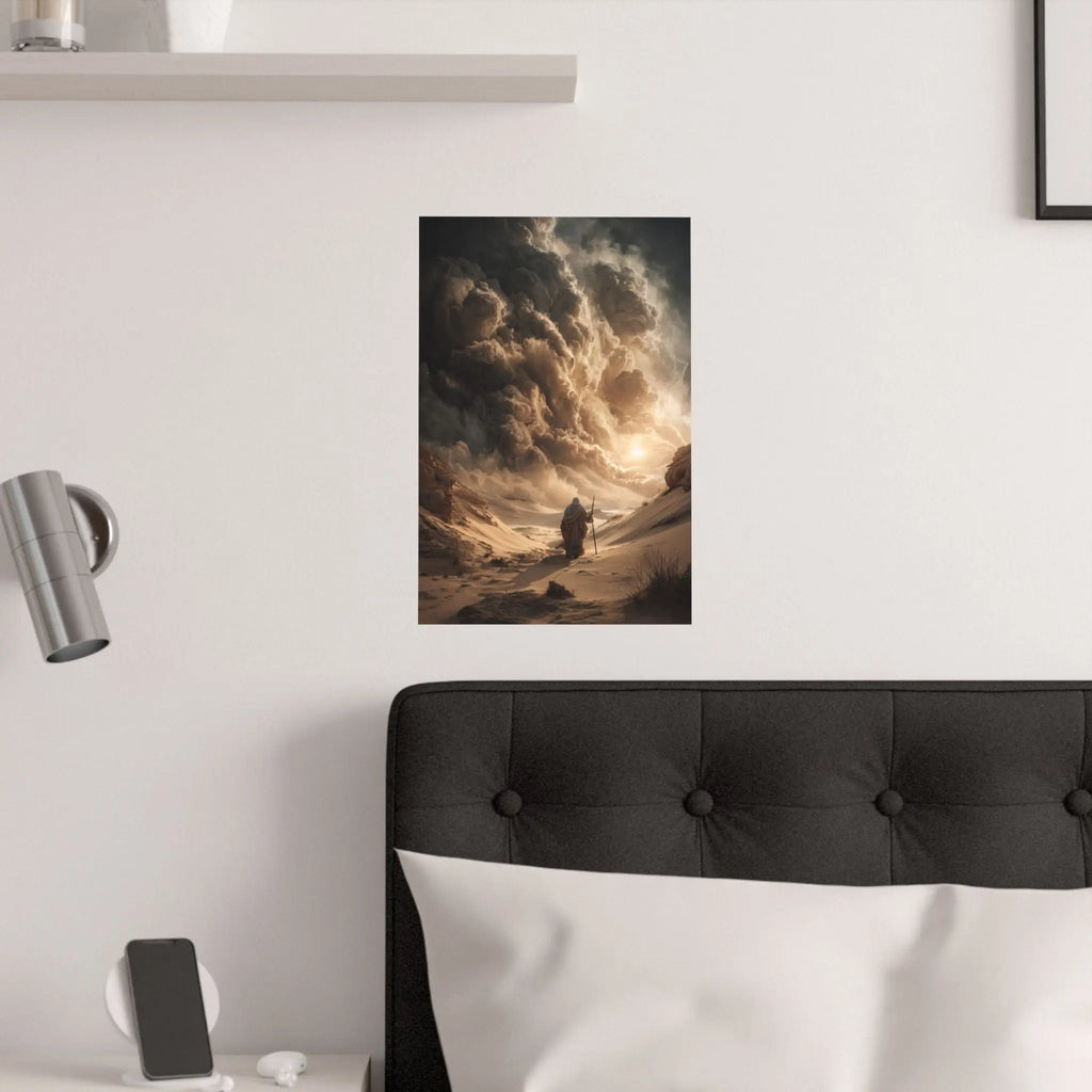 Satin Poster — Desert Pilgrim Fantasy Landscape Art Print Printify