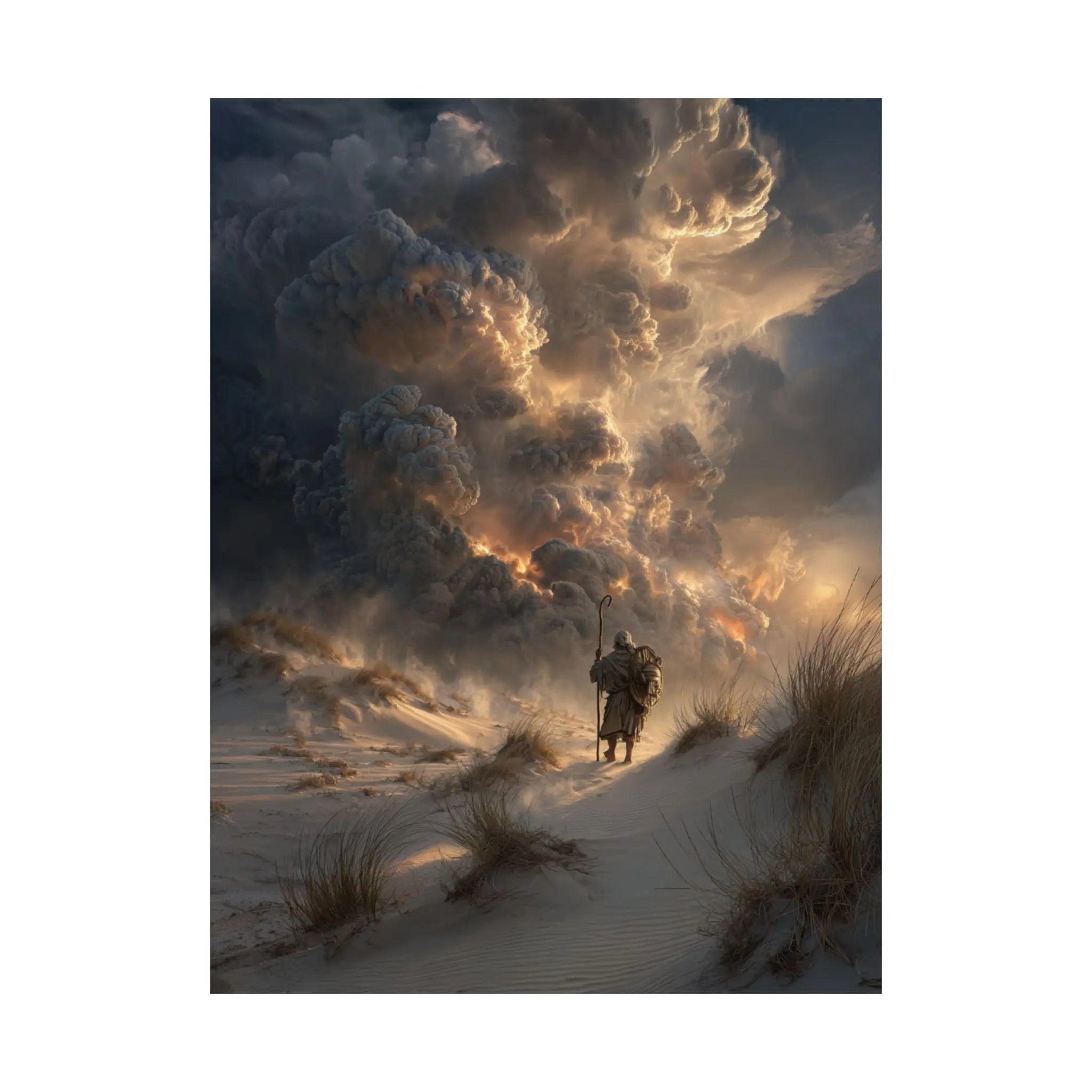 Satin Poster — Lone Rider at Dune Sunset (210gsm) Printify