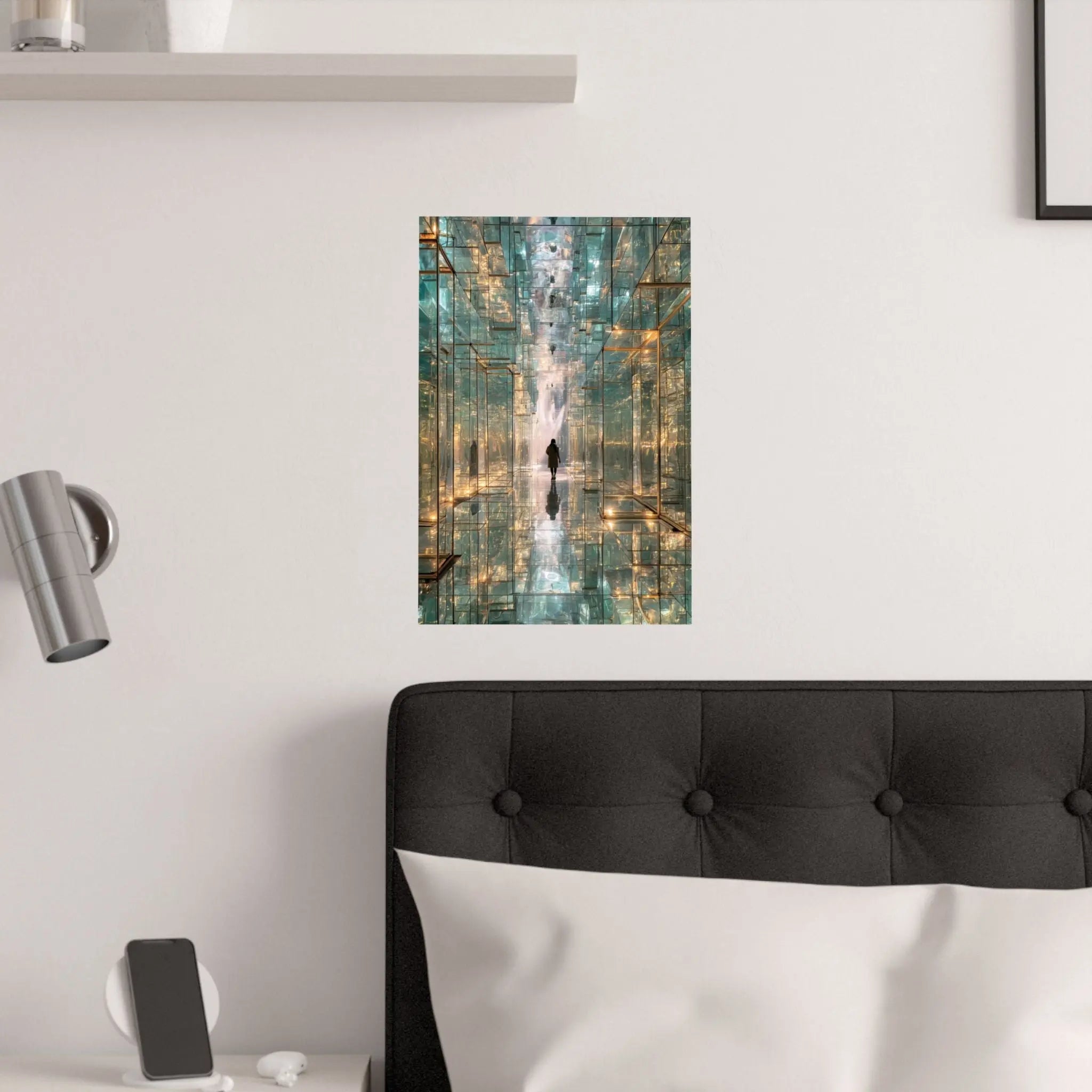 Mirrored Lightscape Satin Poster — Surreal City Reflection Wall Art Printify
