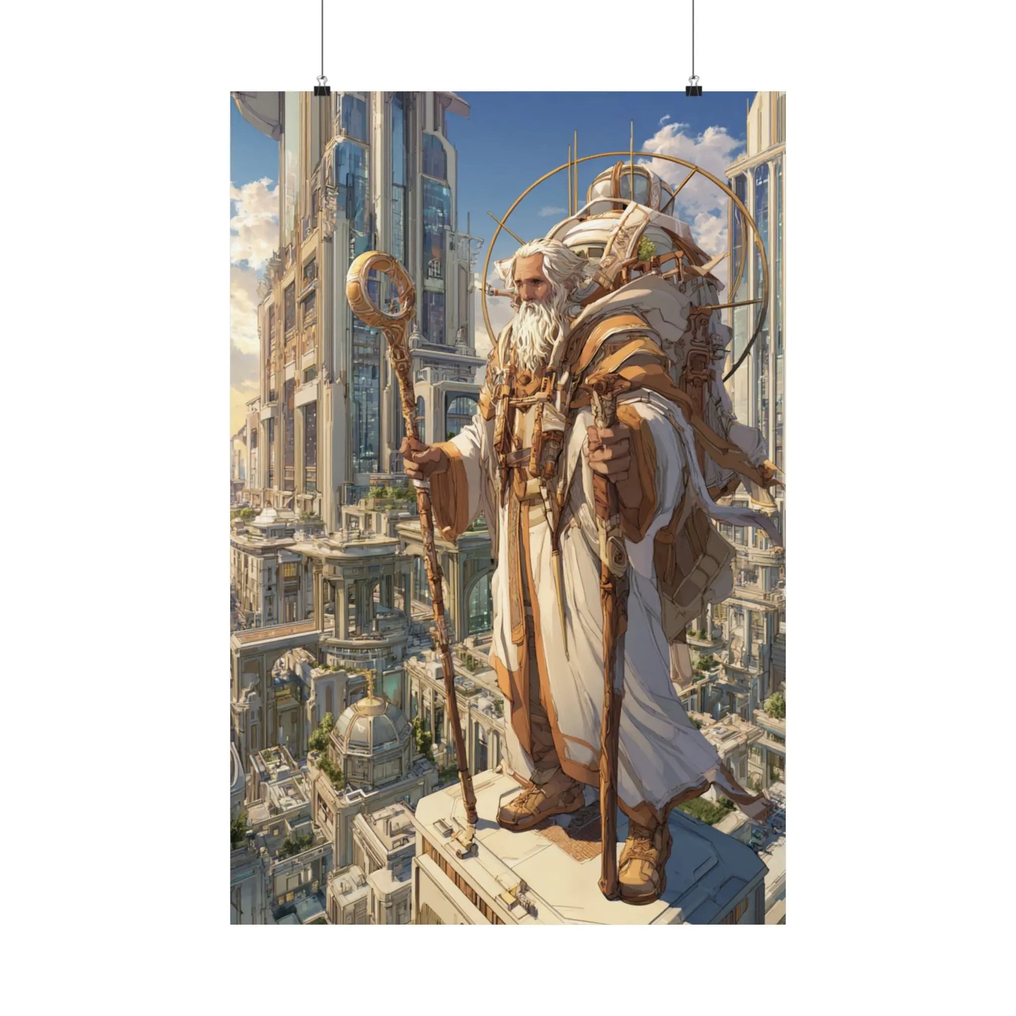 Satin Poster — Majestic High Priest in Golden City (210gsm) Printify