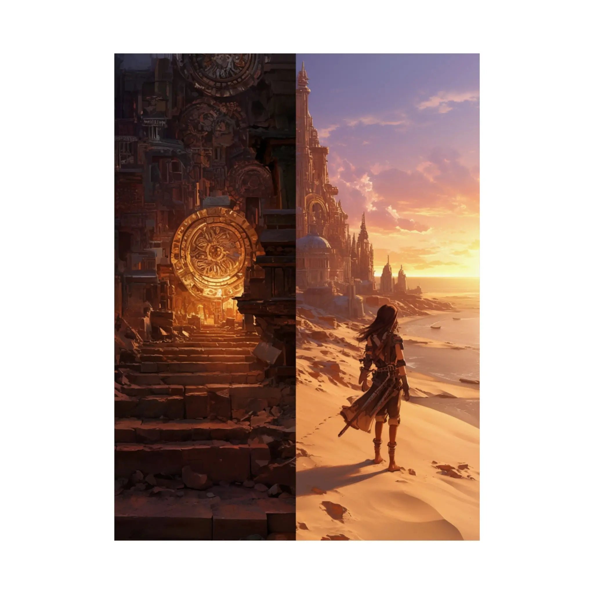 Satin Poster — Wise And Foolish Builders Fantasy Sunset Print (210gsm) Printify