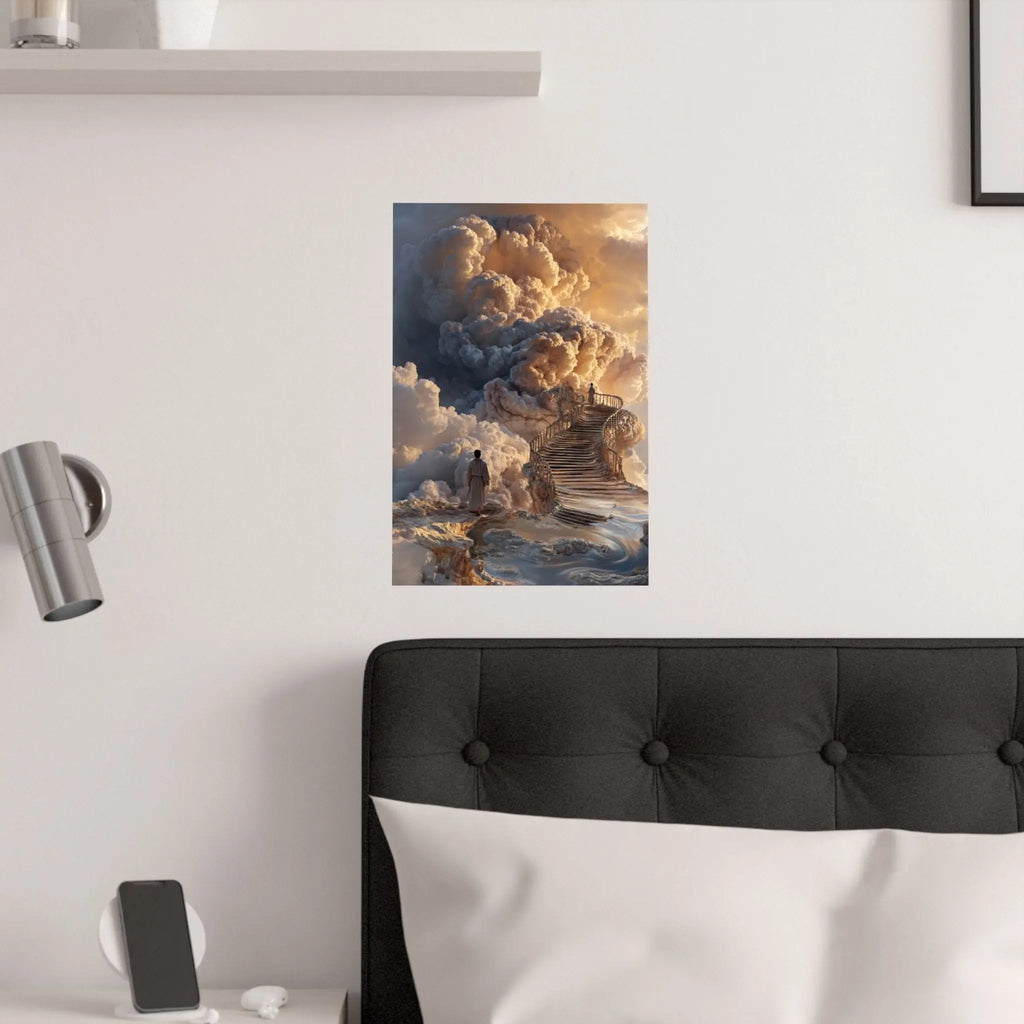 Satin Poster — Dreamy Cloud Stairway Wall Art (210gsm) Printify