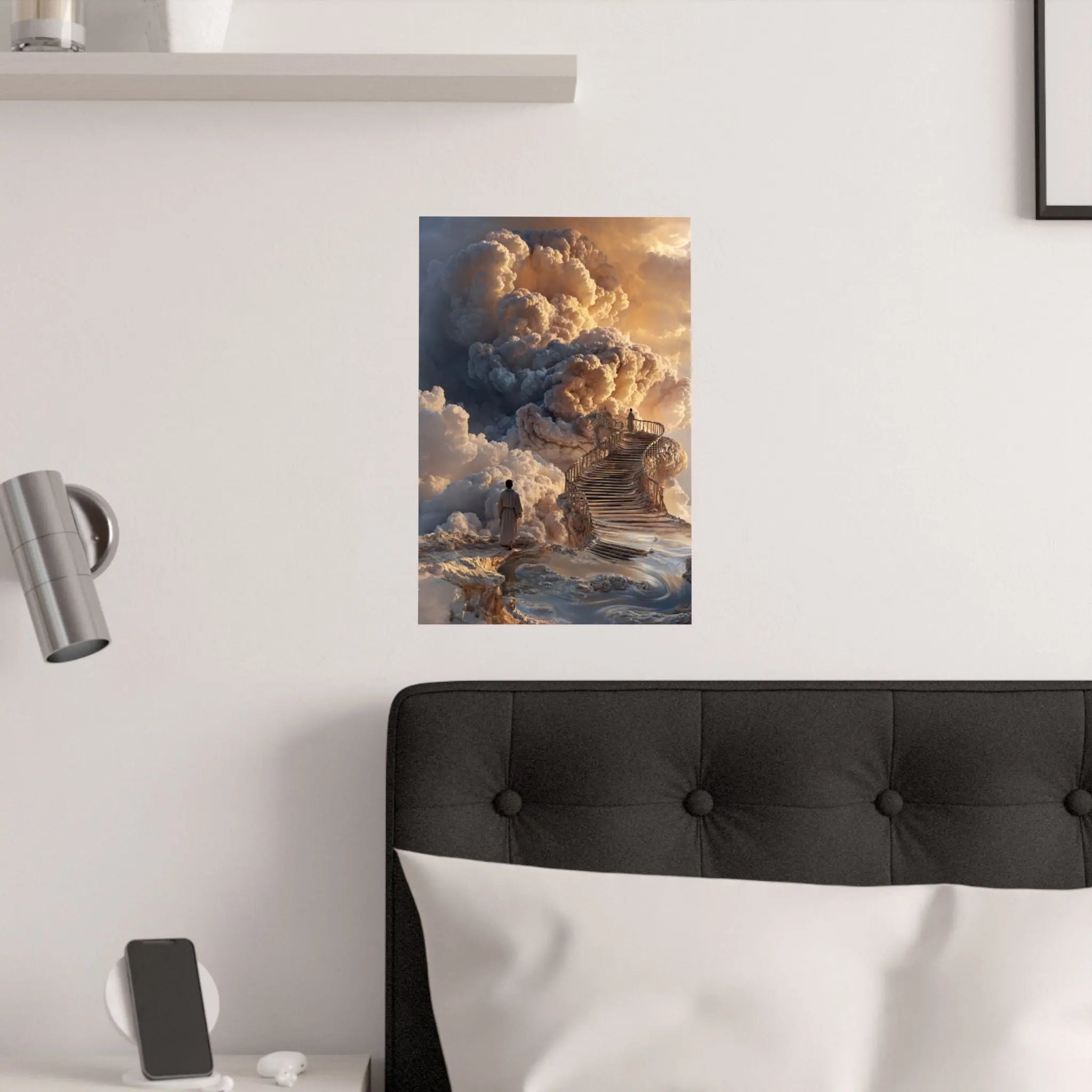 Satin Poster — Dreamy Cloud Stairway Wall Art (210gsm) Printify