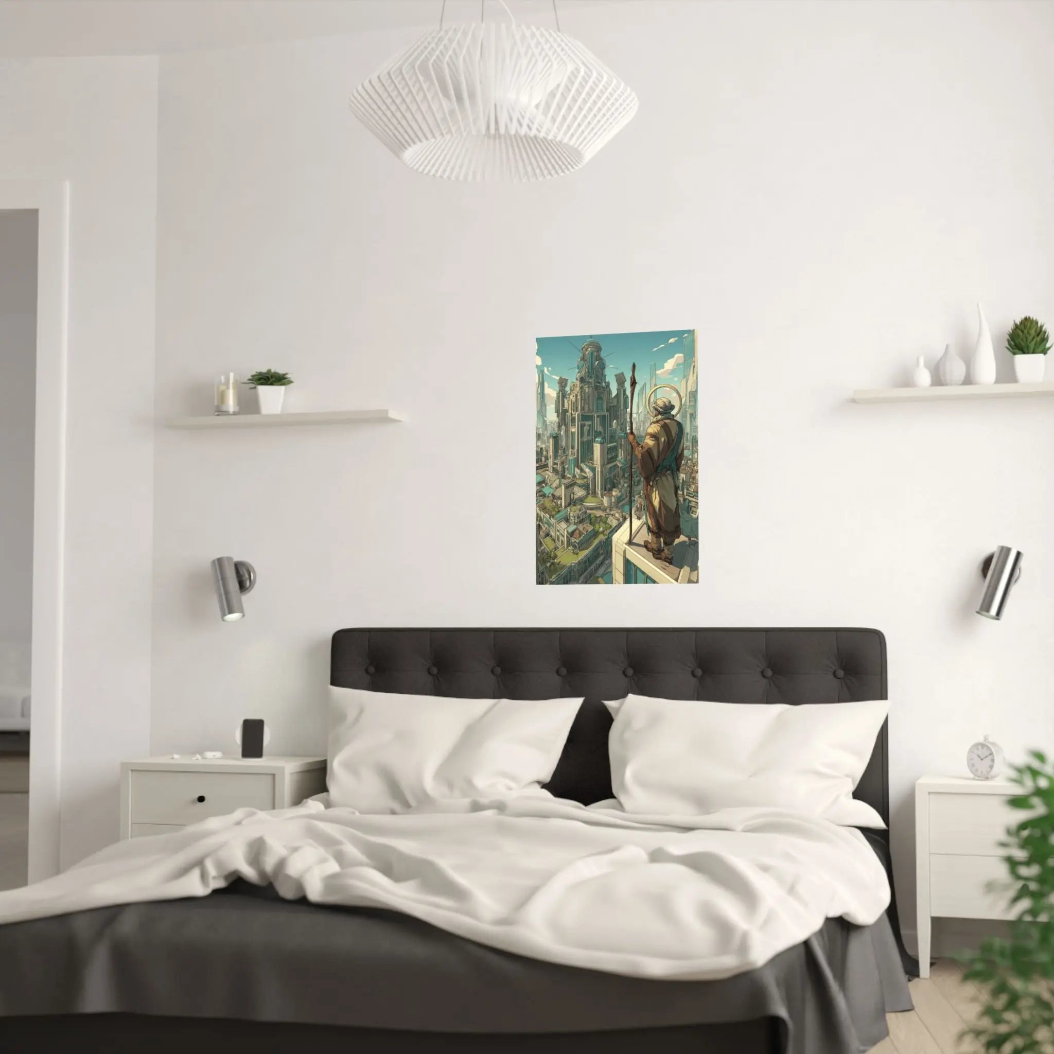 Satin Poster — City Sentinel Fantasy Art Print (210gsm) Printify