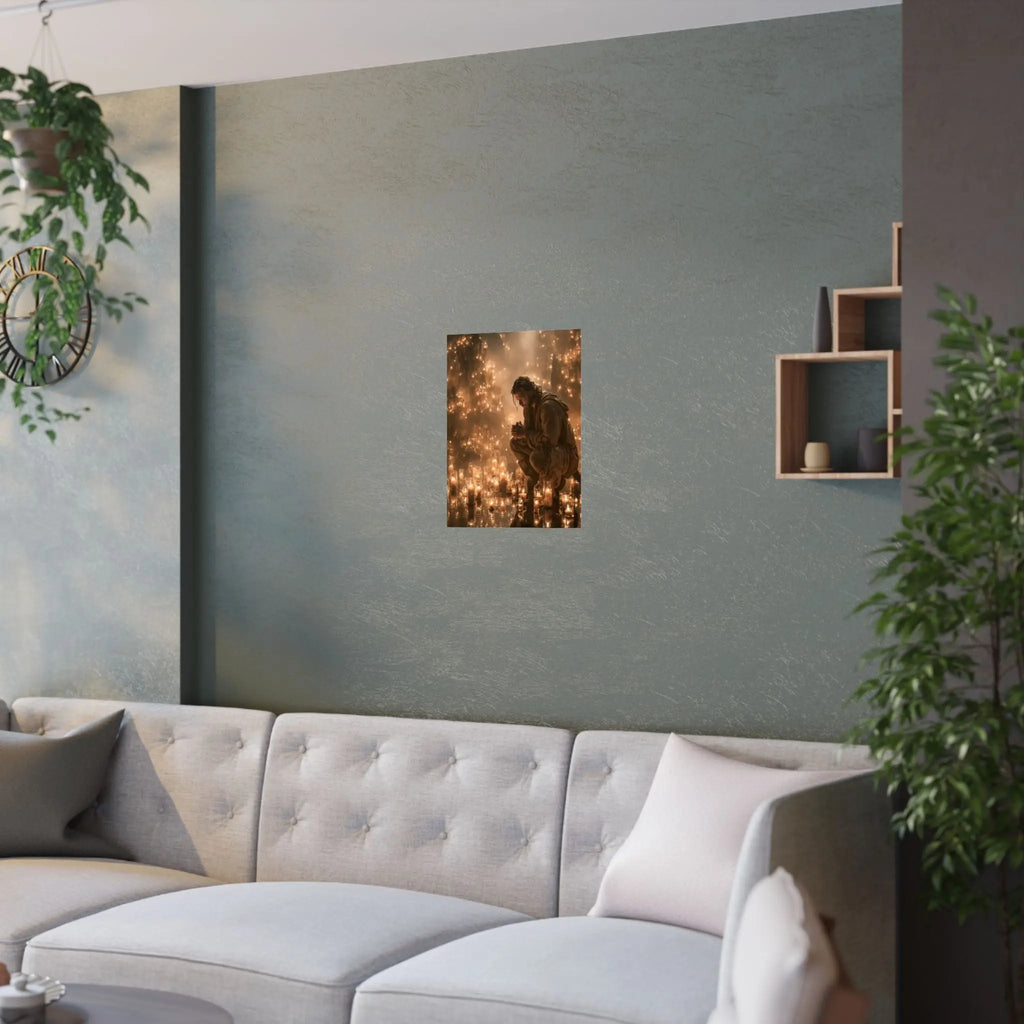 Satin Poster — Reflective Candlelight Prayer Wall Art Printify