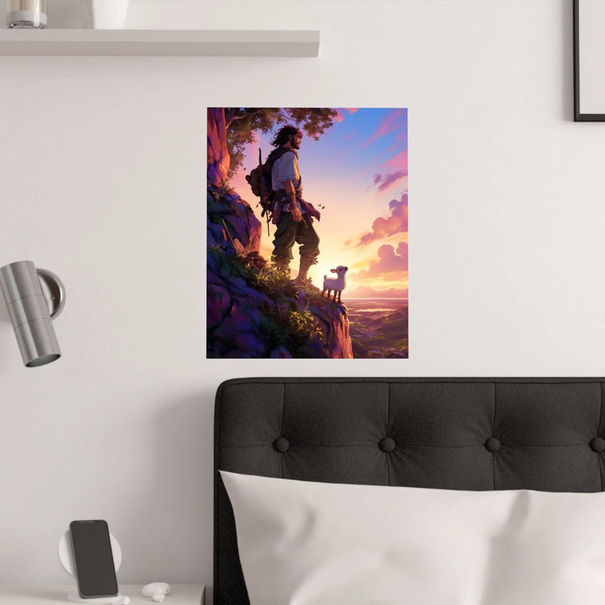 Satin Poster – Adventurer at Sunset Illustration (210gsm) Printify